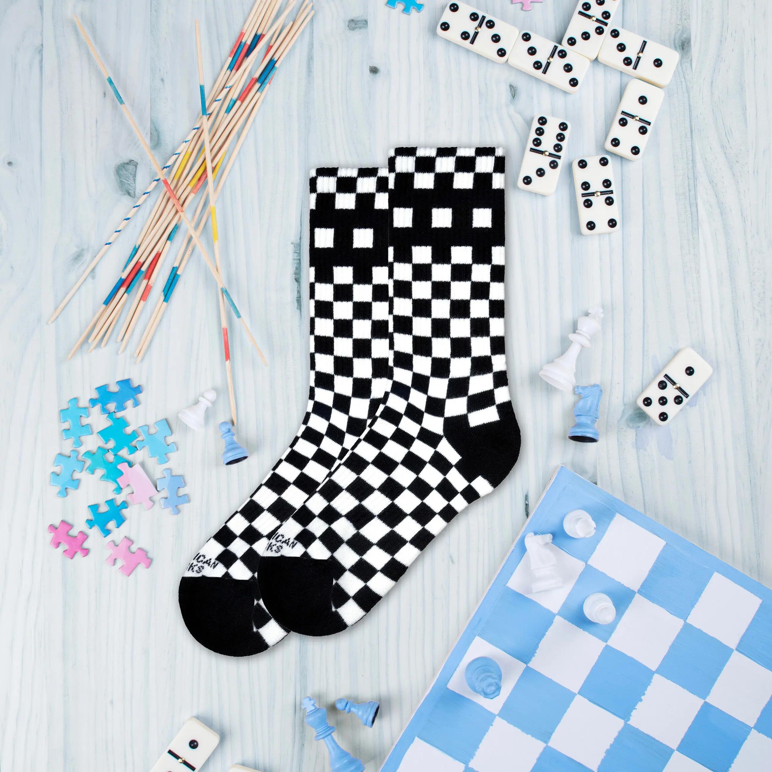 Unisex Skate-Socken wadenhoch Checkerboard B/W 7/8