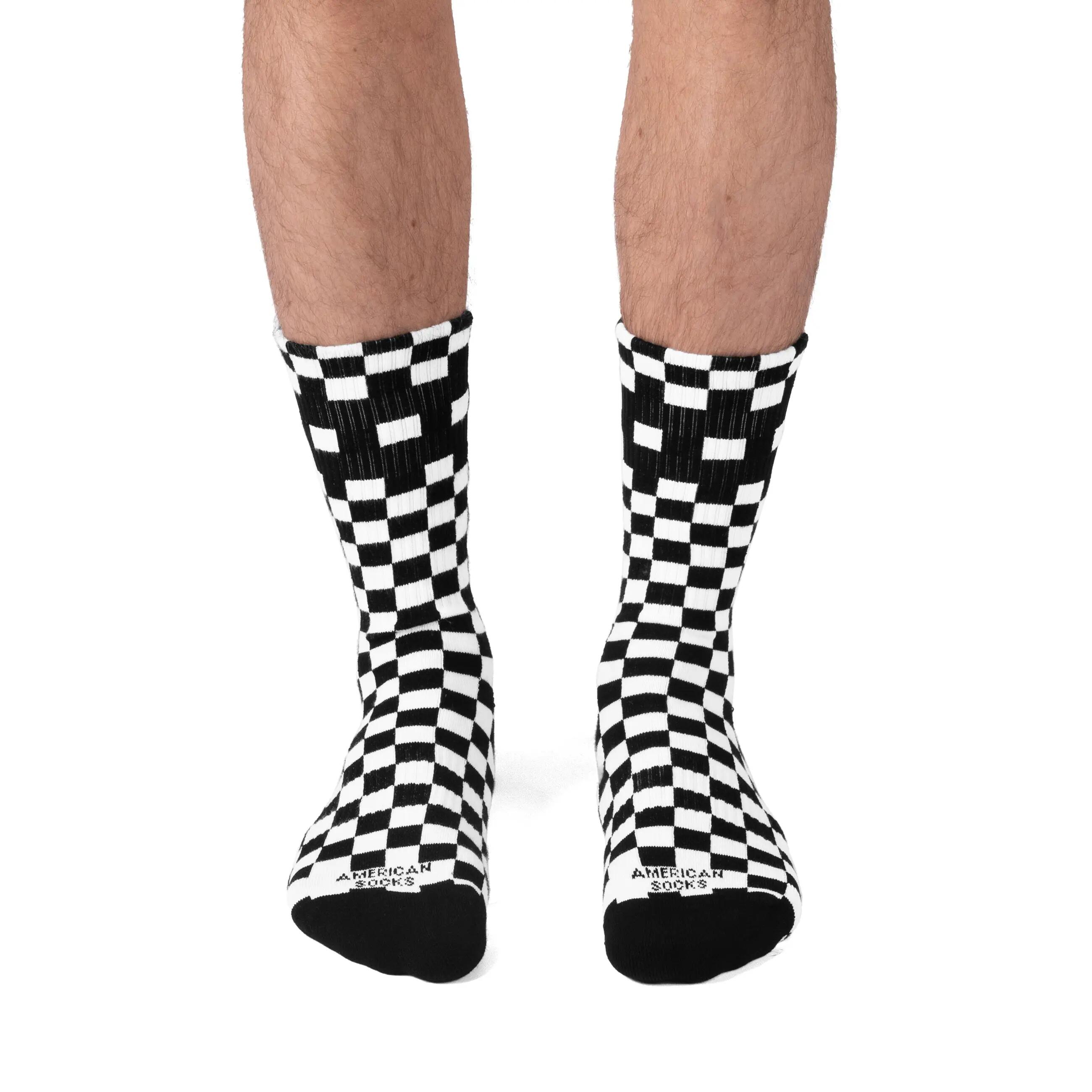 Unisex Skate-Socken wadenhoch Checkerboard B/W 3/8