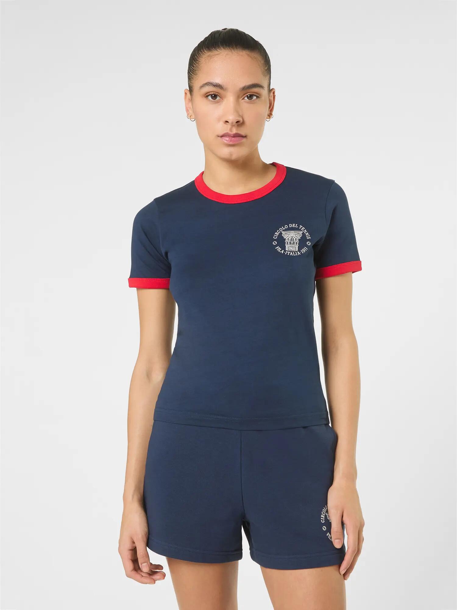 Camiseta FILA Marlia Regular Graphic Ringer T-Shirt feminina de manga curta 6/7