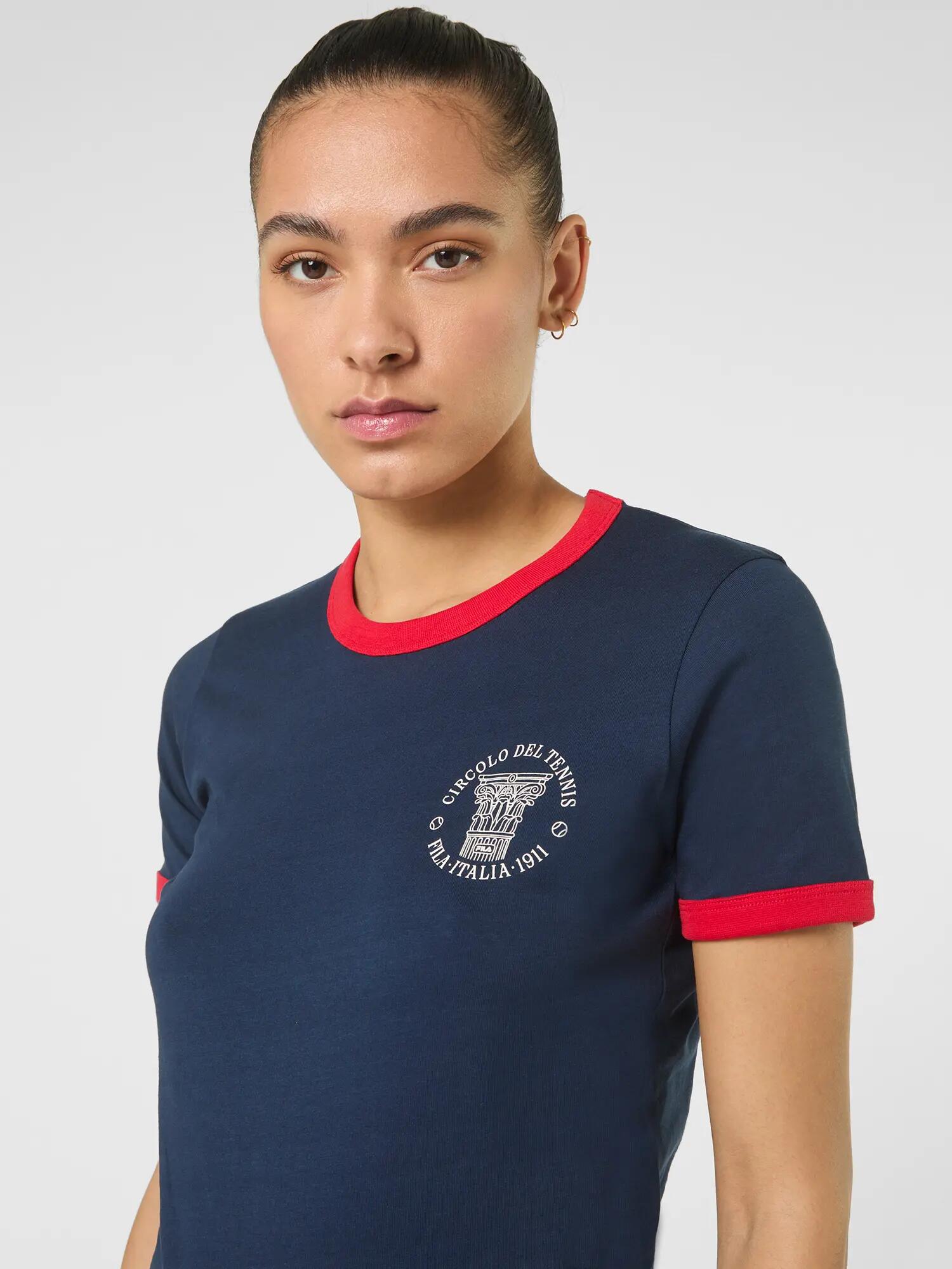 Camiseta FILA Marlia Regular Graphic Ringer T-Shirt feminina de manga curta 5/7