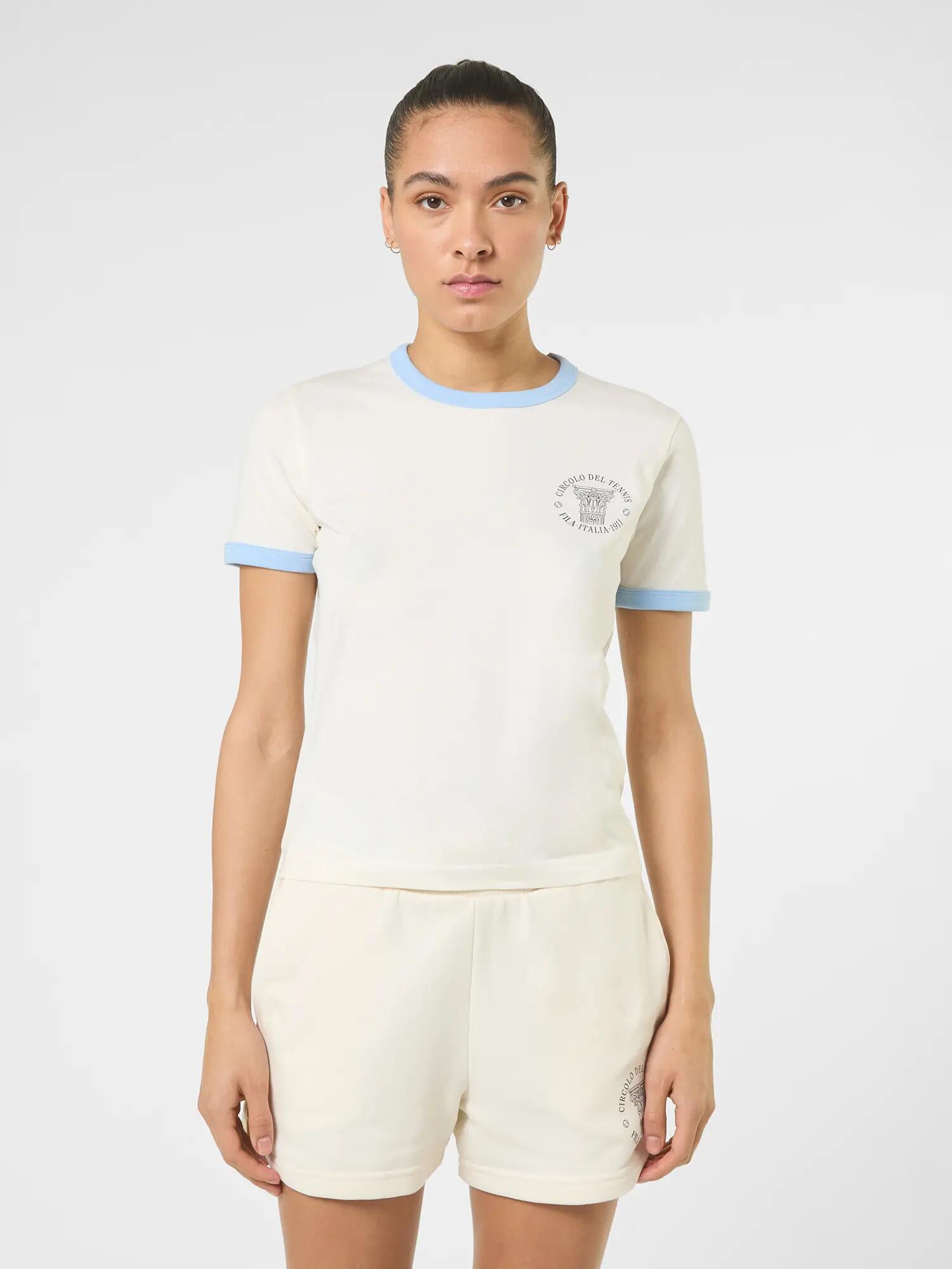 Camiseta FILA Marlia Regular Graphic Ringer T-Shirt feminina de manga curta 6/7