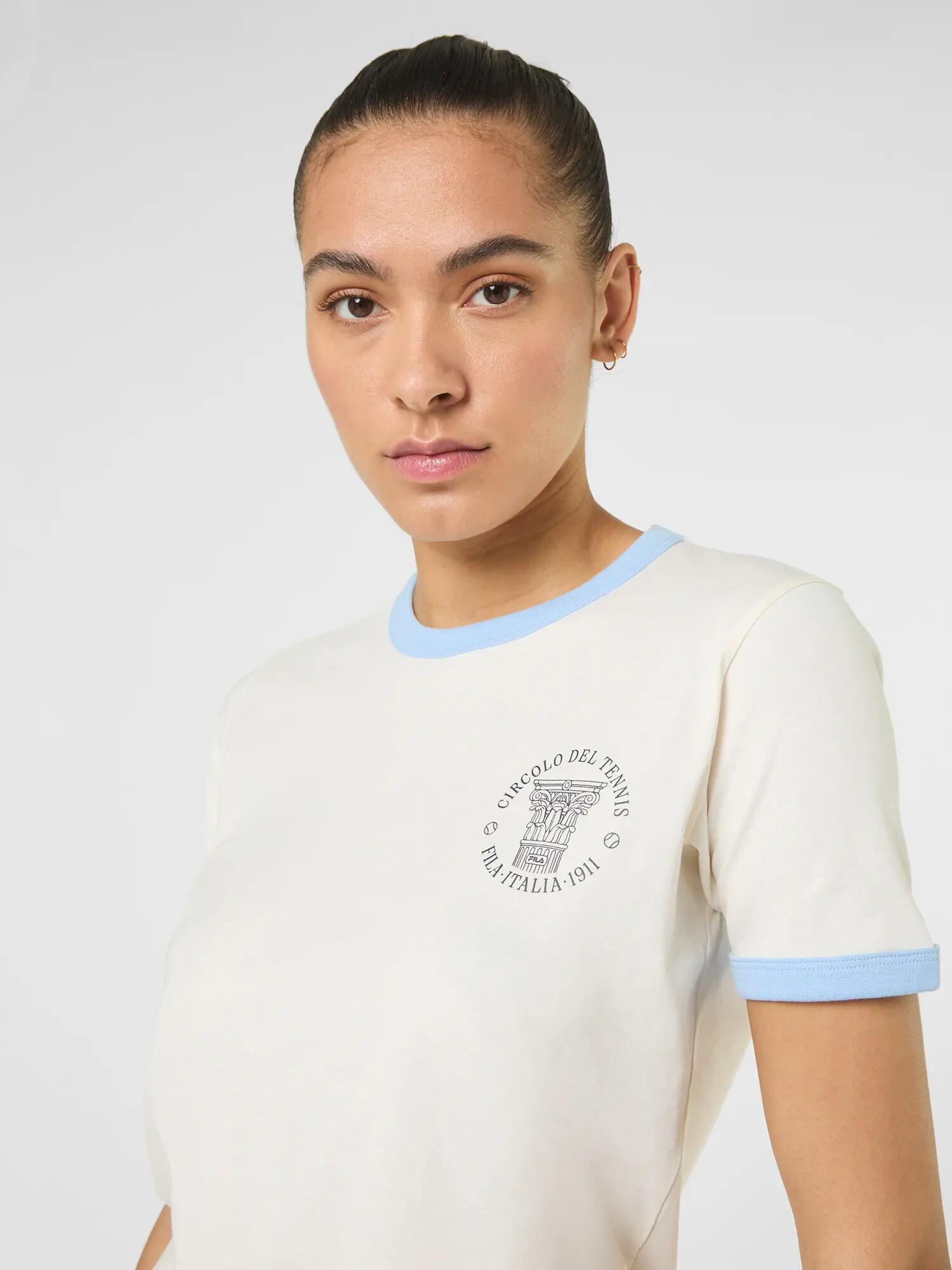Camiseta FILA Marlia Regular Graphic Ringer T-Shirt feminina de manga curta 5/7