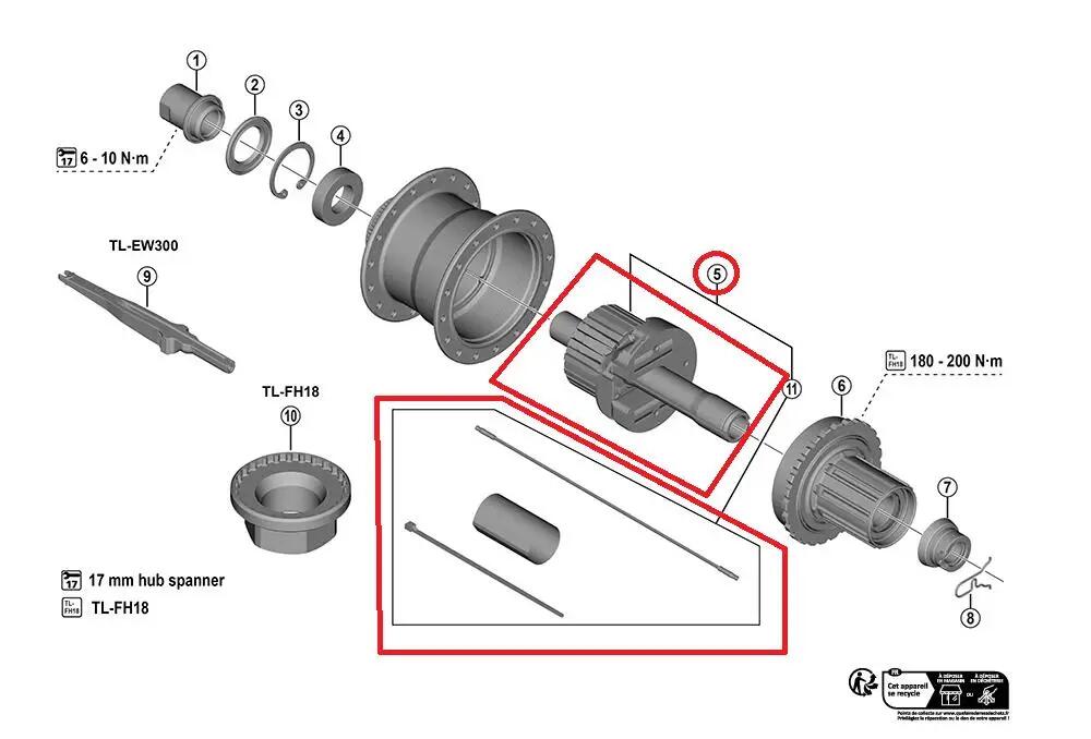 Axe de moyeu SHIMANO FH-U6060 [135 mm] - rotation précise et grande stabilité 1/1
