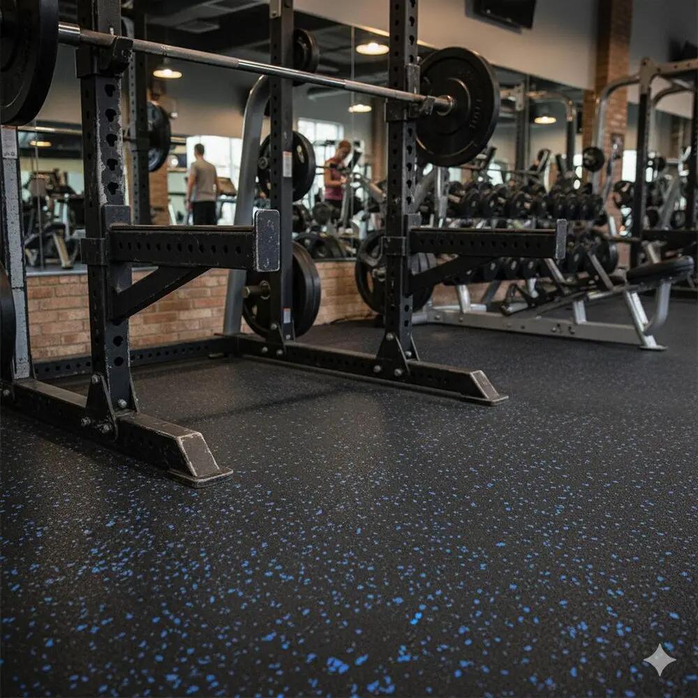 ARQUICAUCHO PRO EPDM Loseta Caucho 1x1m x20 mm Negro y Azul Gimnasio 9/10