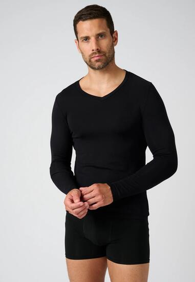 T-shirt col V manches longues fine côte thermique Thermolactyl Sensitive