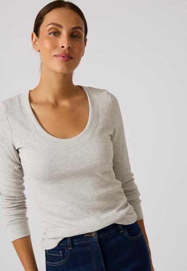 T-shirt thermique Thermolactyl côtes molletonnées, col dégagé