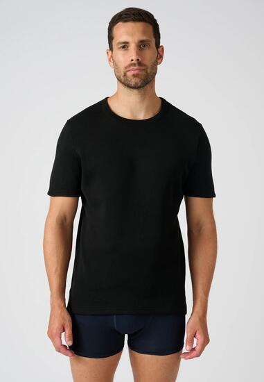 T-shirt thermique Thermolactyl manches courtes, molleton gratté - Noir