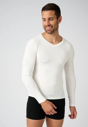 T-shirt col V manches longues fine côte thermique Thermolactyl Sensitive
