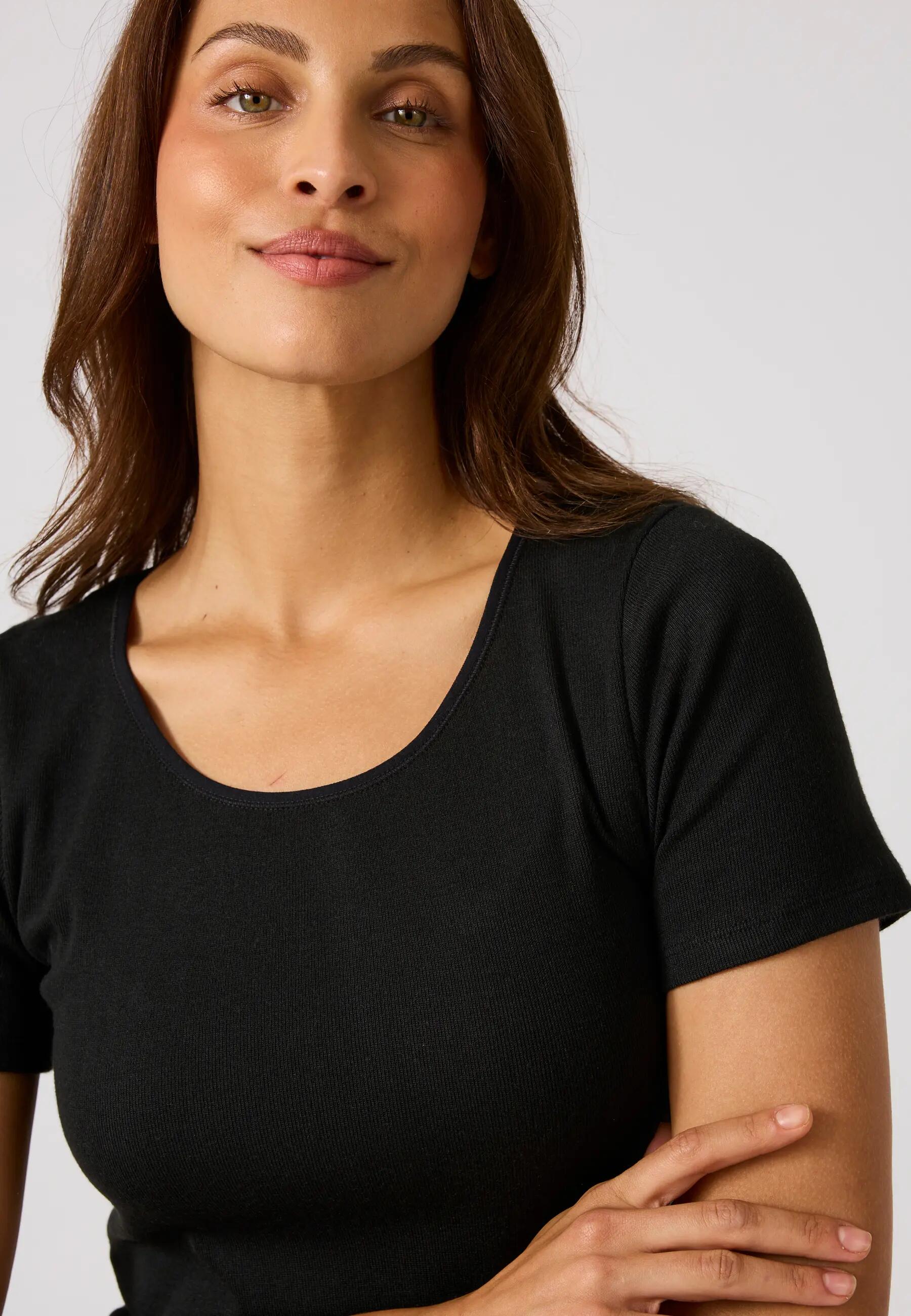 T-shirt manches courtes fine côte thermique Thermolactyl - Noir 2/5