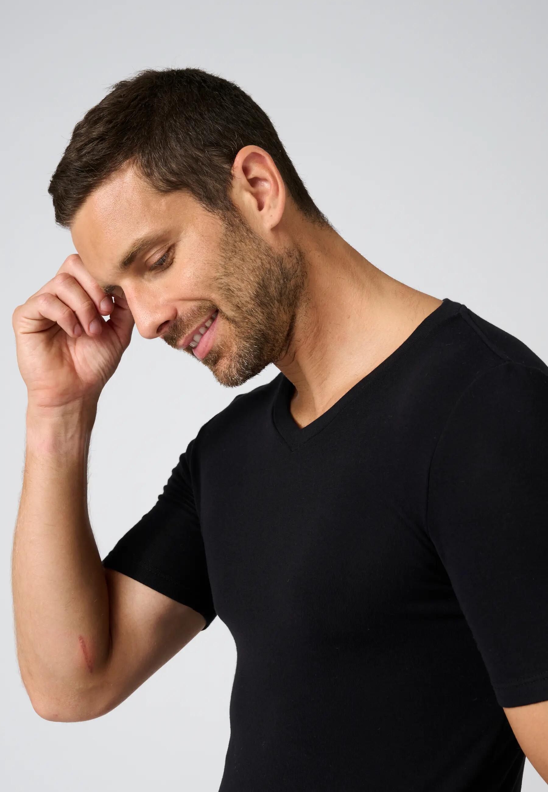 T-shirt col V manches courtes fine côte thermique Thermolactyl Sensitive 4/5