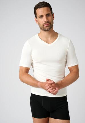 T-shirt col V manches courtes fine côte Thermolactyl Sensitive