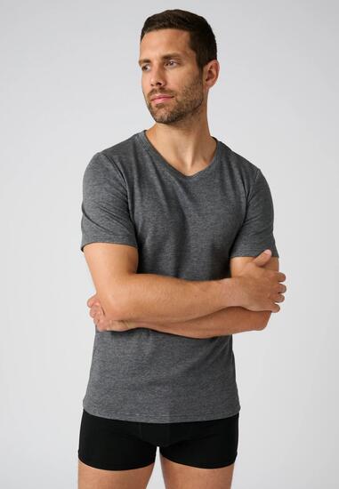 T-shirt double face col rond Thermolactyl - Gris - Col Rond - Manches Courtes
