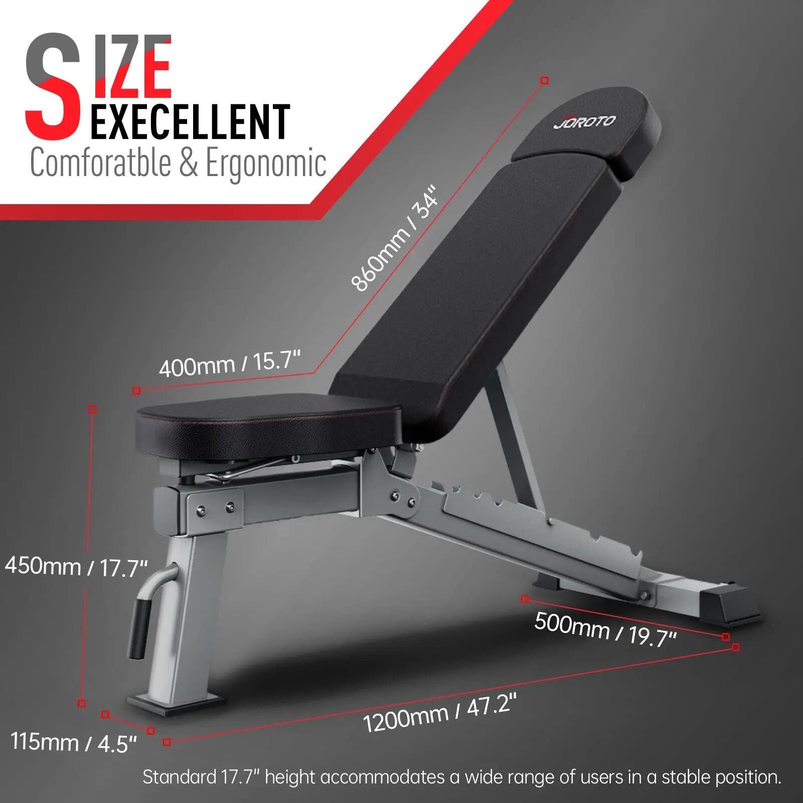 Banc de muscu MD80 incline/declin/flat, pliable avec roulettes, 450kg Capacité 9/9