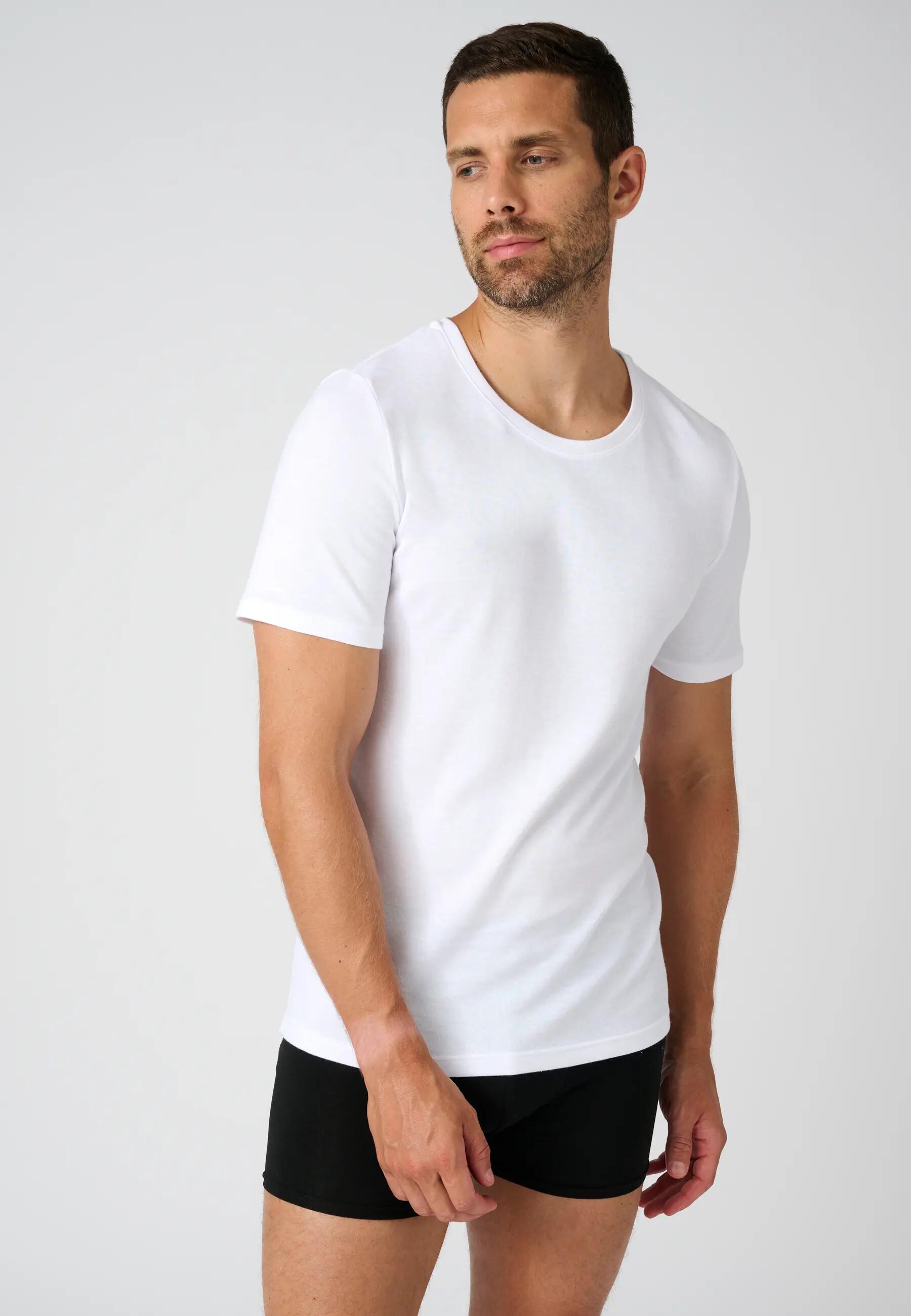 T-shirt double face col rond Thermolactyl - Blanc - Col Rond - Manches Courtes 4/5