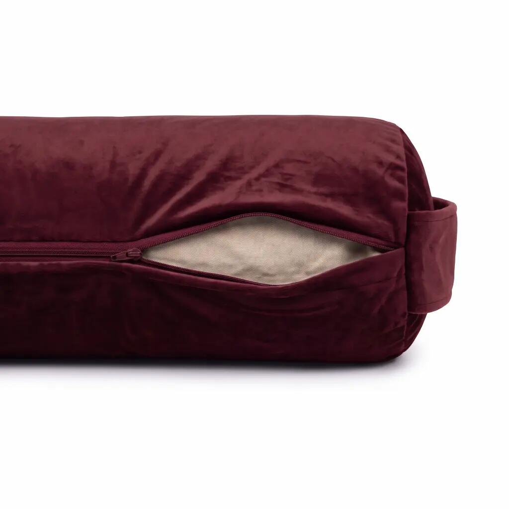 Yogakissen, Bolster, Buchweizenschalen-Samt, 70 x 20 cm – Karminrot 3/6