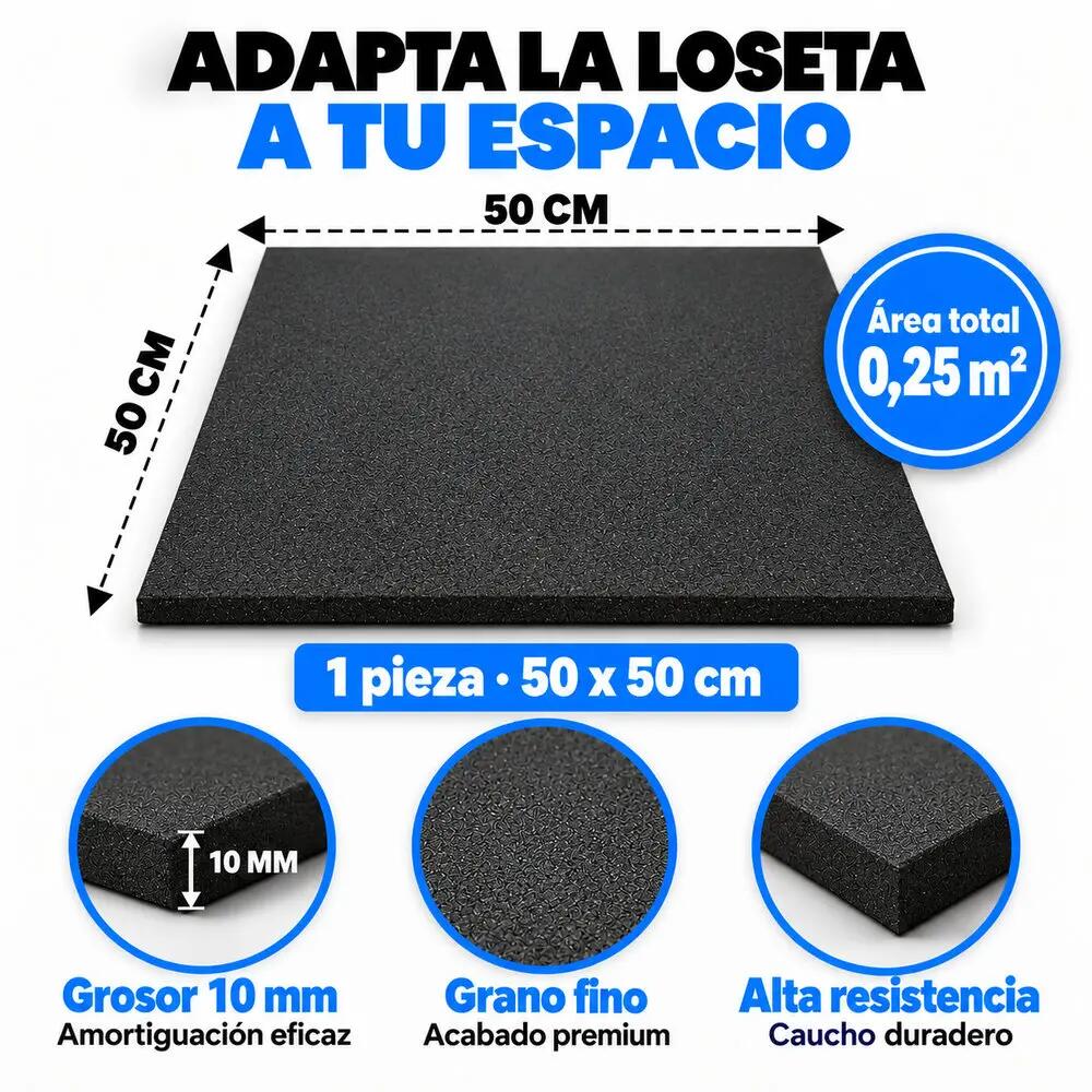ARQUICAUCHO Placa de Borracha para Academia 50x50cm x10mm Preto 3/9