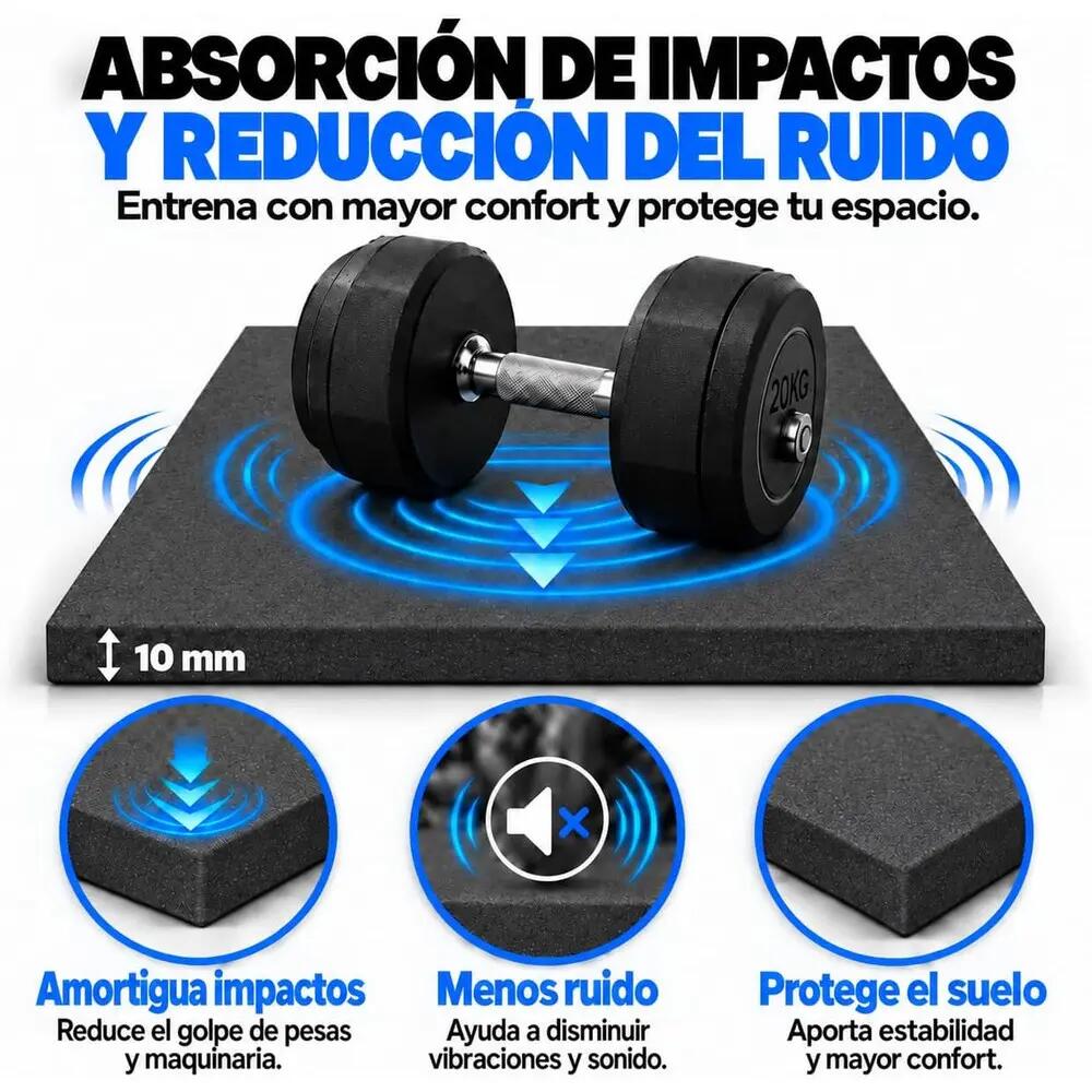 ARQUICAUCHO Placa de Borracha para Academia 50x50cm x10mm Preto 2/9
