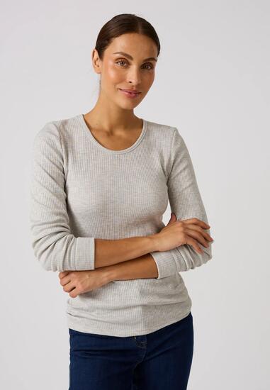 T-shirt thermique Thermolactyl col rond, côtes molletonnées - Gris