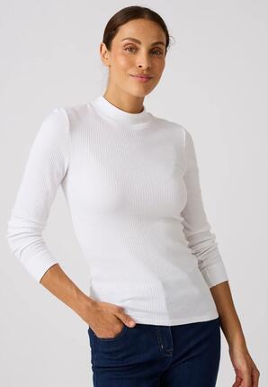 T-shirt thermique Thermolactyl col montant, côtes molletonnées - Blanc