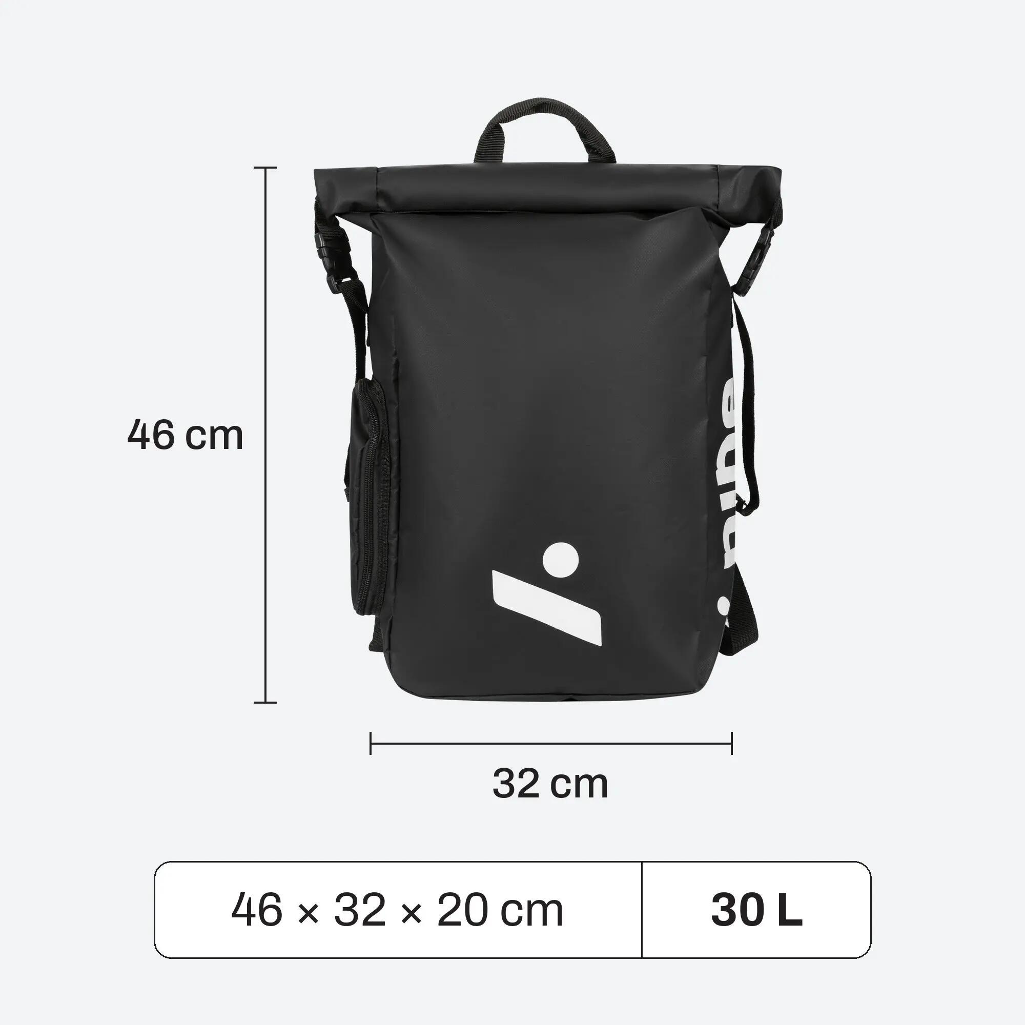 Zaino sportivo impermeabile roll-top 30 litri con tasca PC ORA nero 6/6