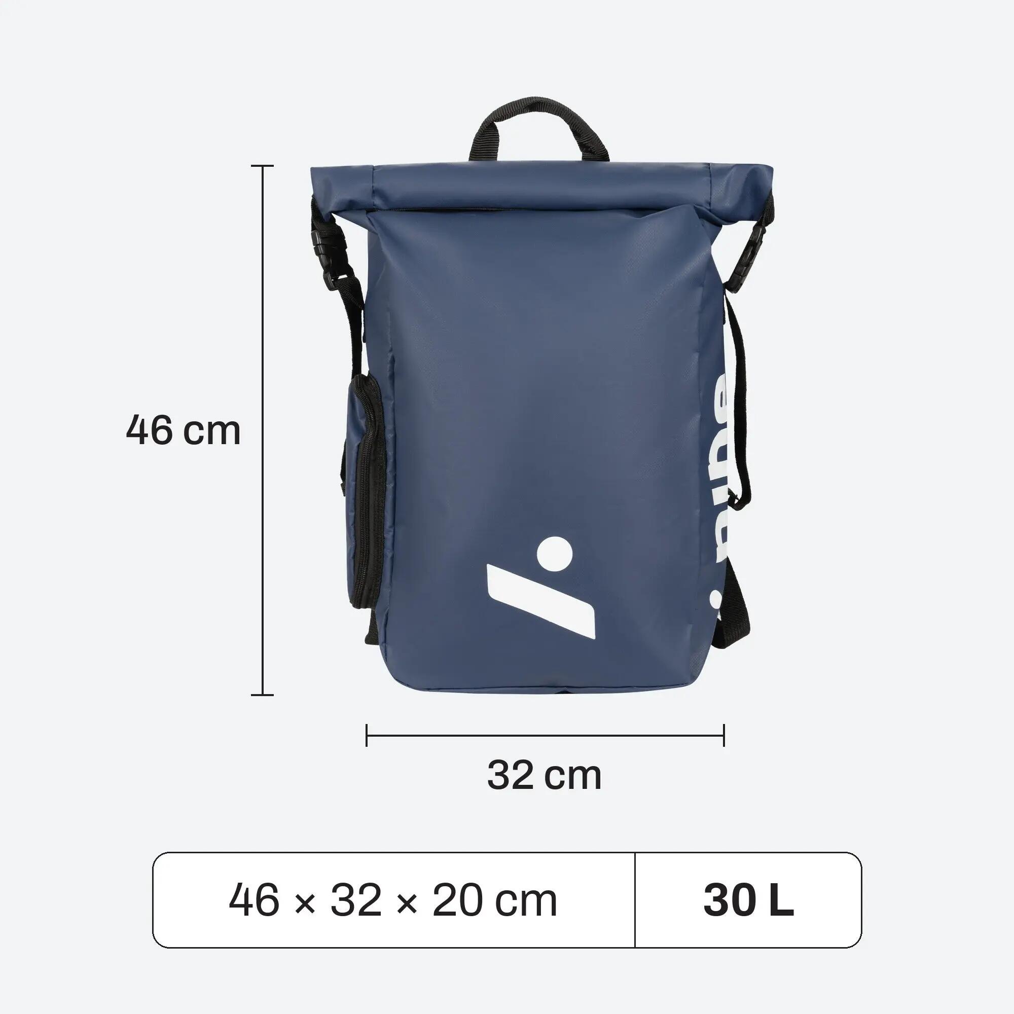 Sac à dos ordinateur imperméable roll-top 30 L pour le sport ORA bleu marine 6/7