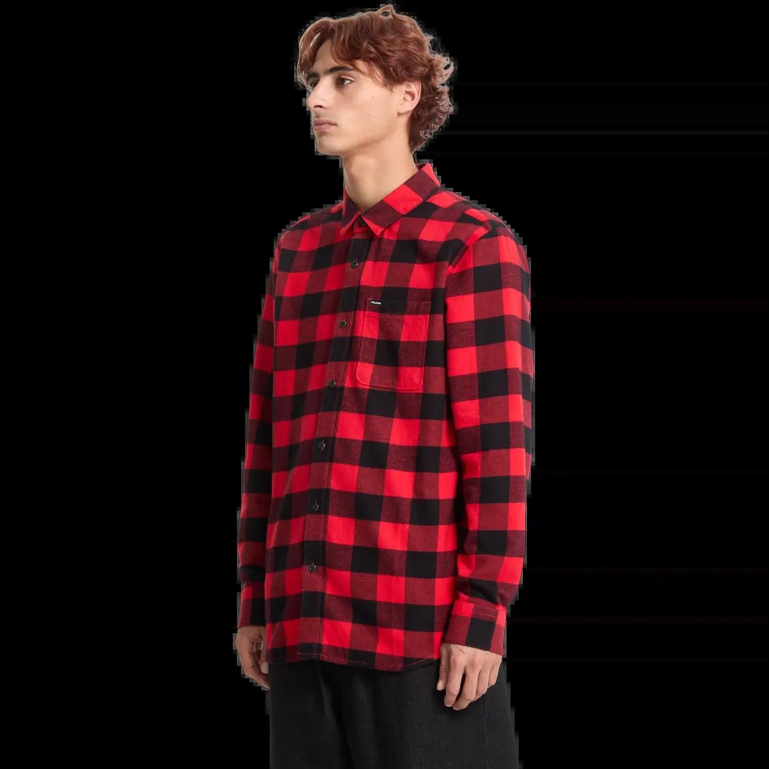 Camisa Volcom Caden Plaid Lifeguard Red 6/7