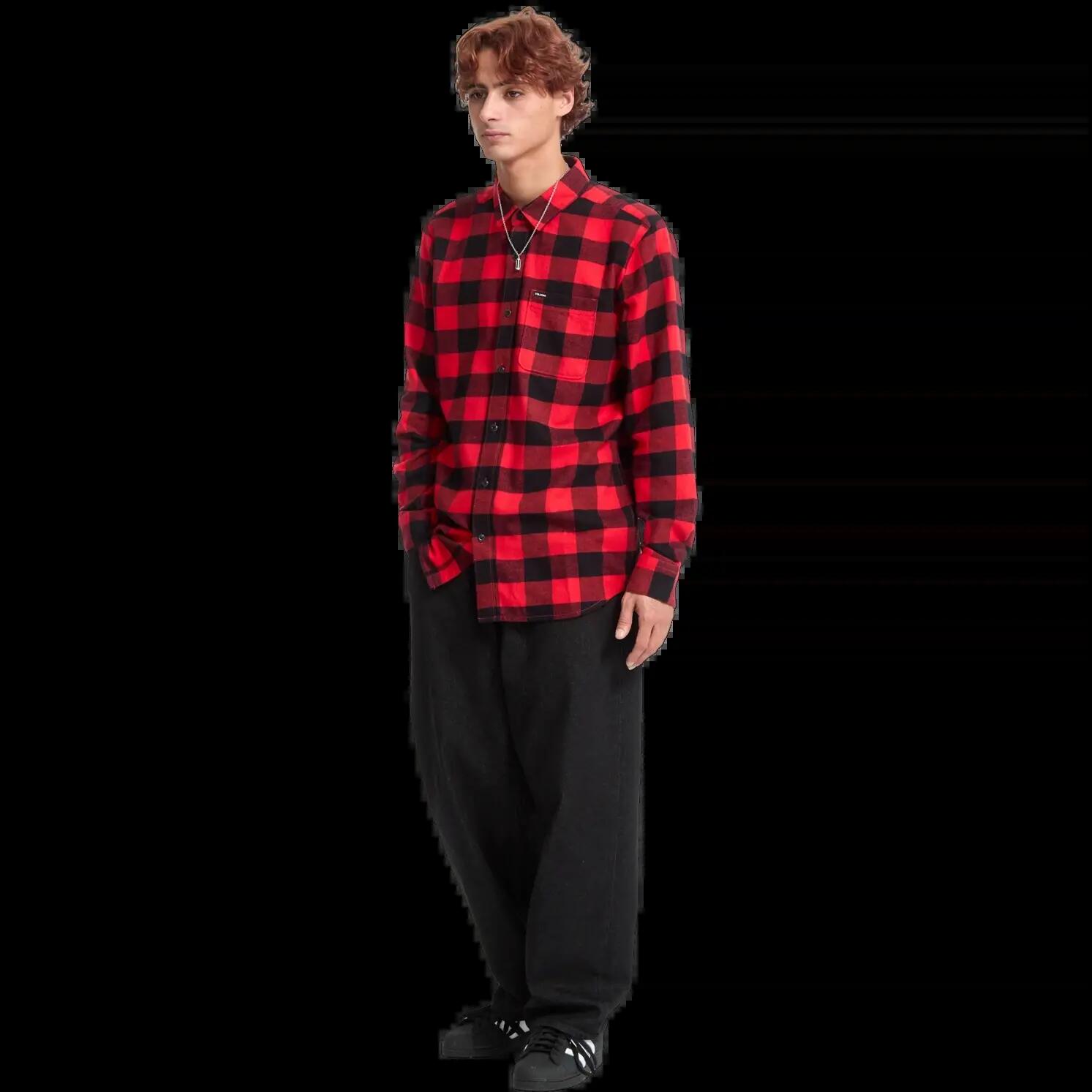 Camisa Volcom Caden Plaid Lifeguard Red 5/7