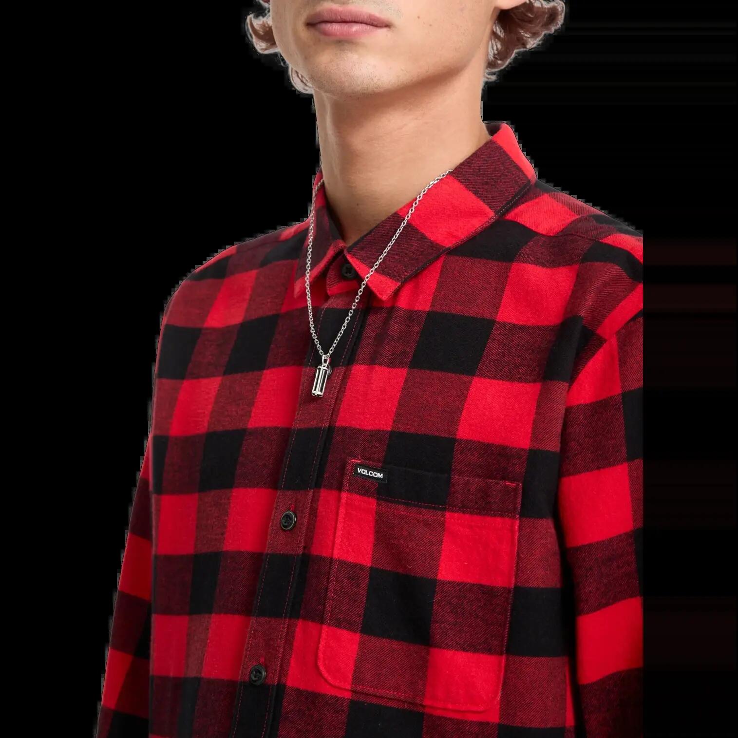 Camisa Volcom Caden Plaid Lifeguard Red 3/7