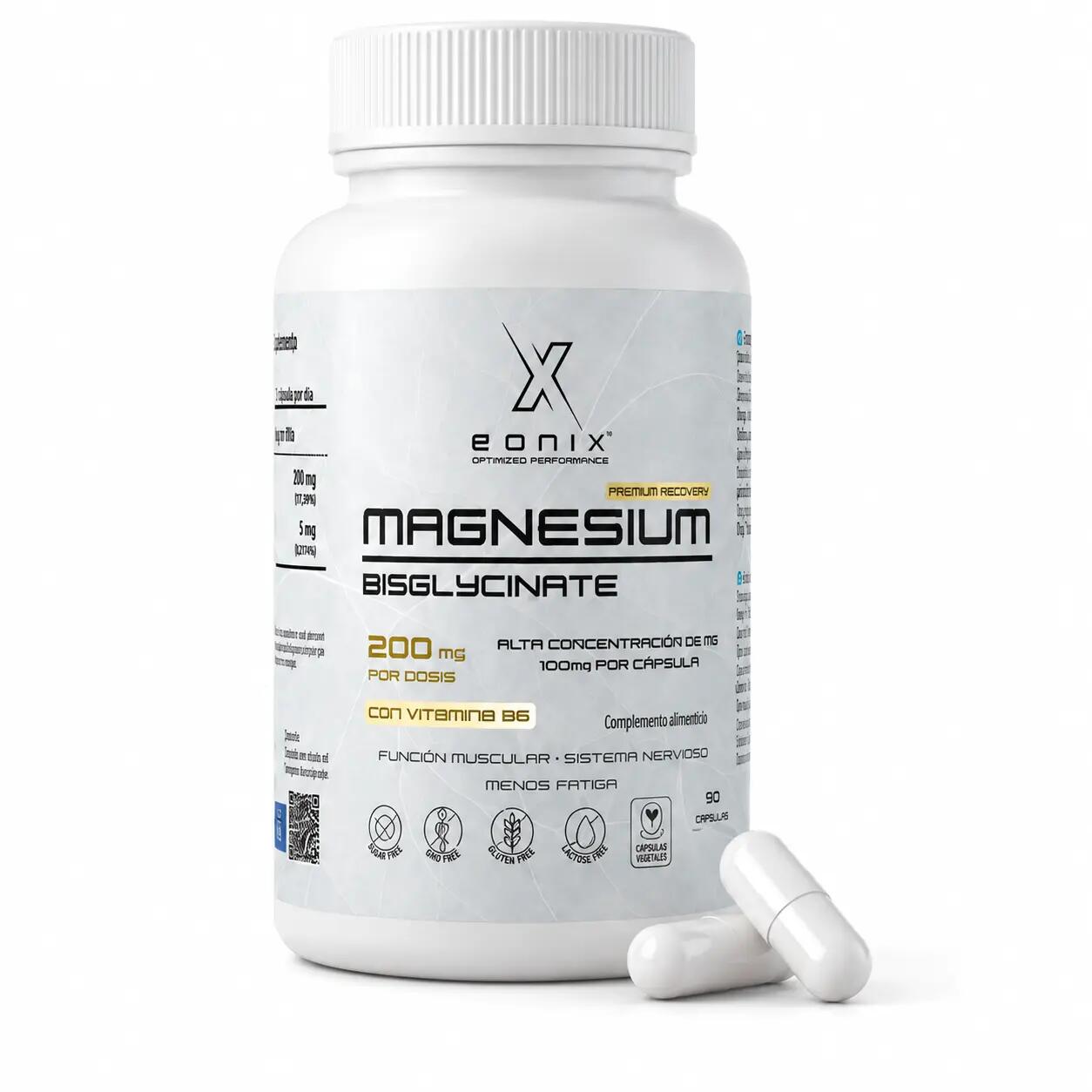 Magnesio bisglicinato + vitamina B6 90 cápsulas EONIX 1/6