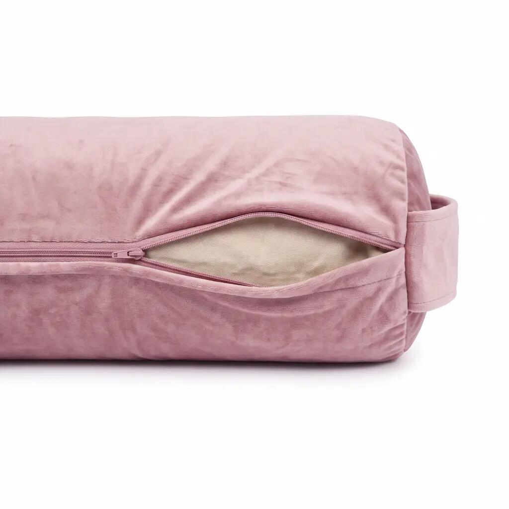 Yogakissen, Bolster, Buchweizenschalen-Samt, 70 x 20 cm – Puderrosa 3/6