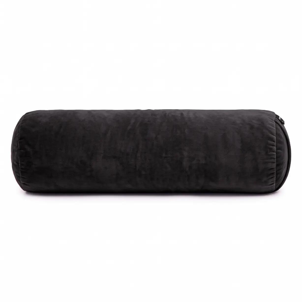 Yogakussen bolster boekweitschil flueel 70x20 cm - Grijs 2/6