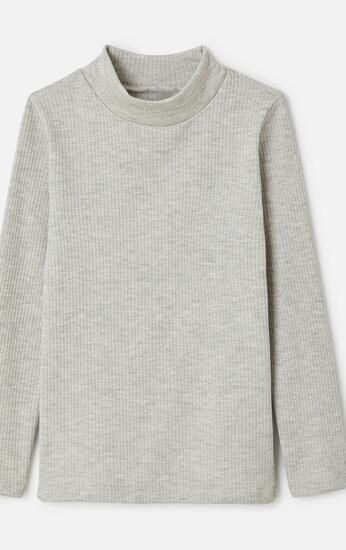 T-shirt thermique Thermolactyl col montant, côtes molletonnées - Gris