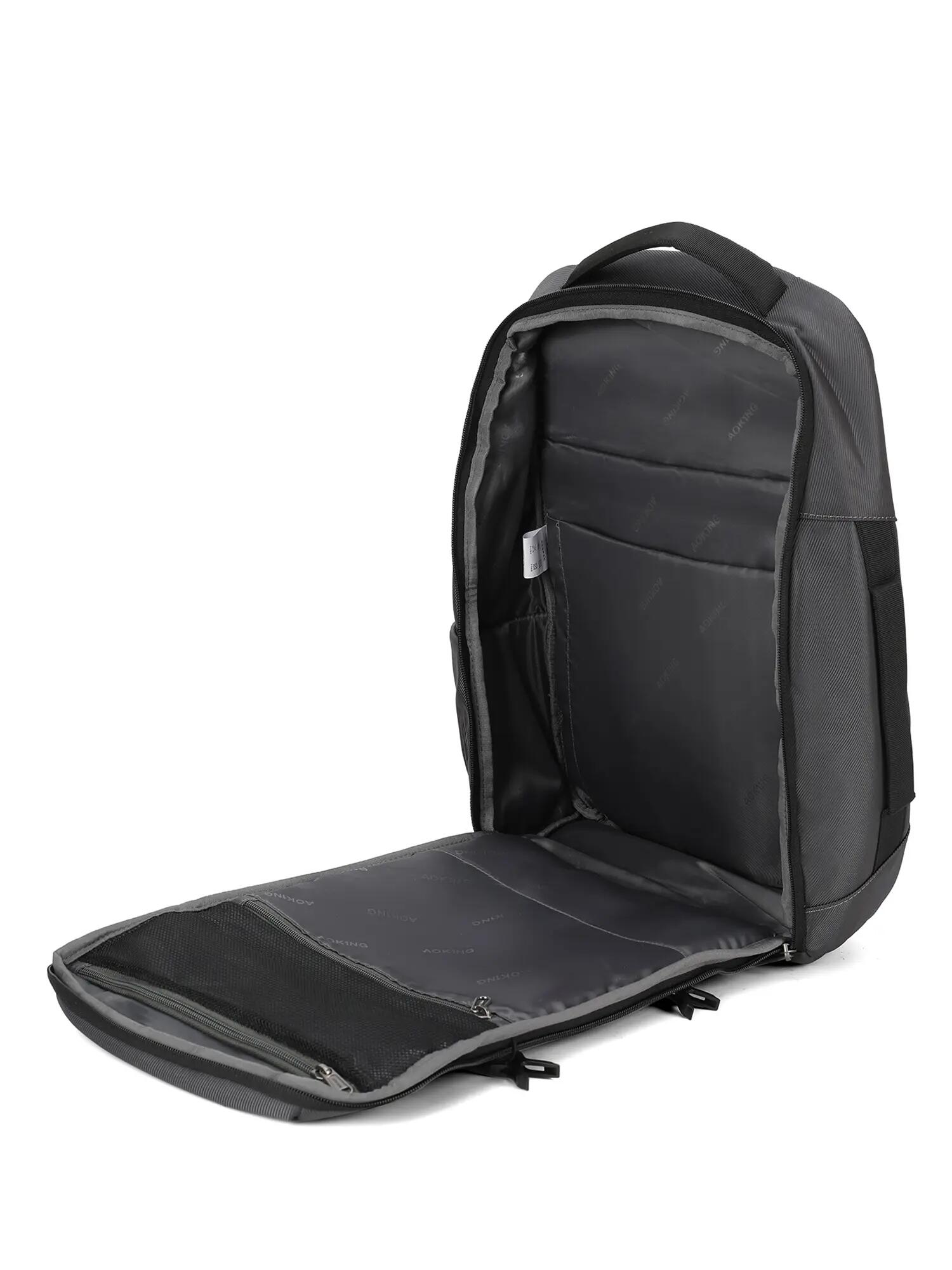 Sac à Dos Aoking Gris Noir Polyester Fermeture Éclair Poches Multifonctionnelles 5/6