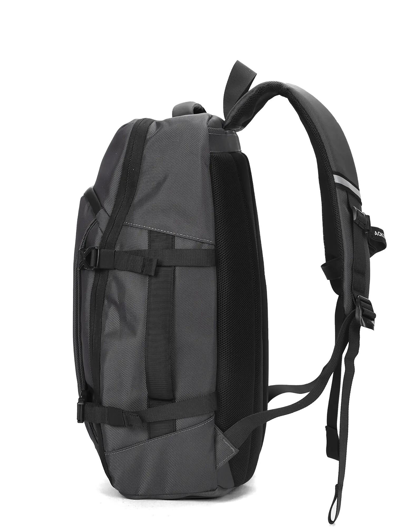 Sac à Dos Aoking Gris Noir Polyester Fermeture Éclair Poches Multifonctionnelles 3/6
