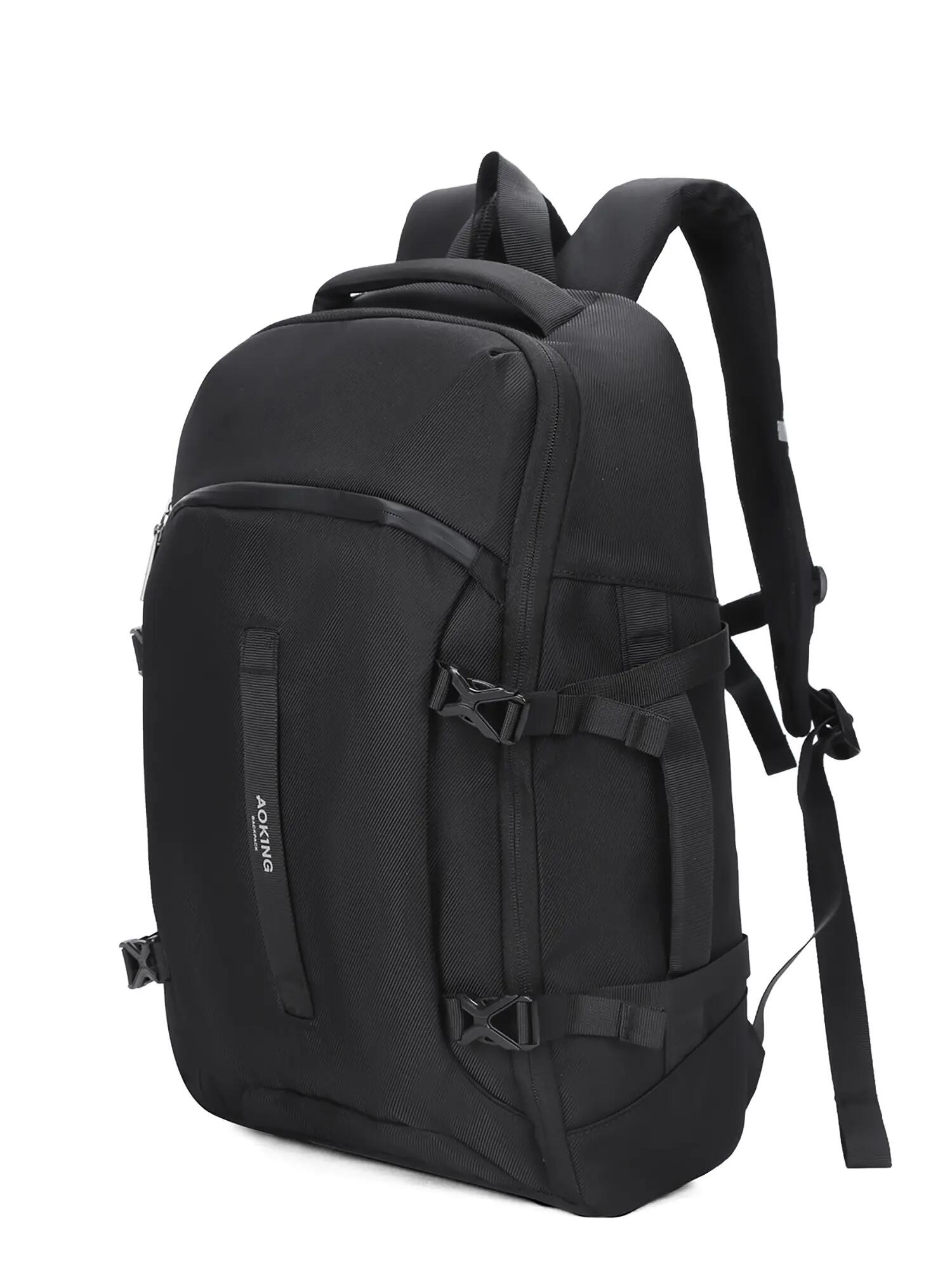 Sac à Dos Aoking Gris Noir Polyester Fermeture Éclair Poches Multifonctionnelles 2/6