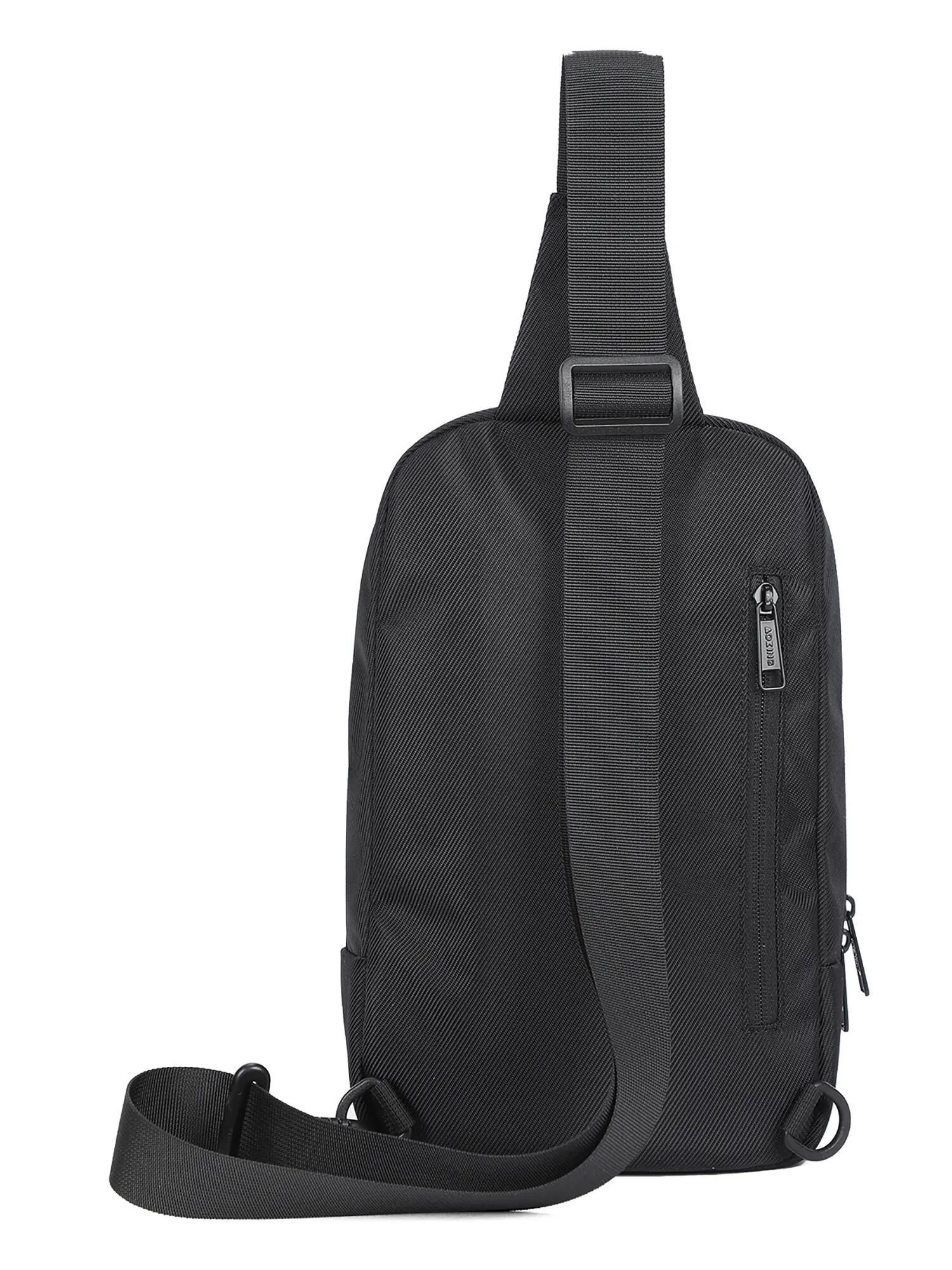 Marsupio Aoking Nero Uomo - Tracolla Regolabile Zip Tasche 4/6