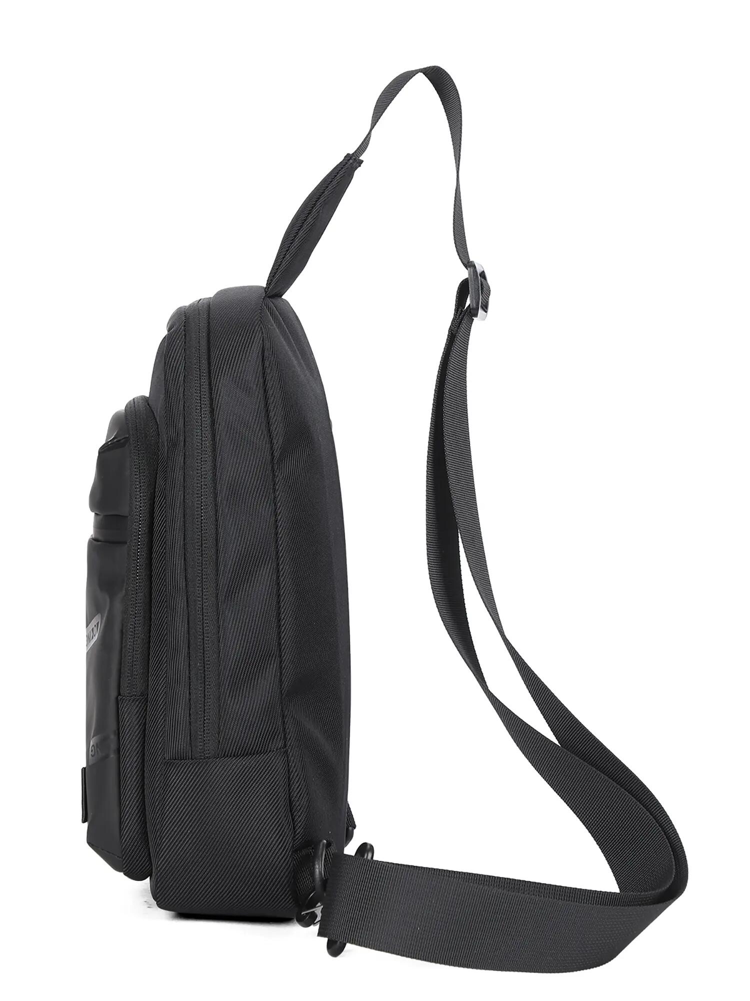Marsupio Aoking Nero Uomo - Tracolla Regolabile Zip Tasche 3/6