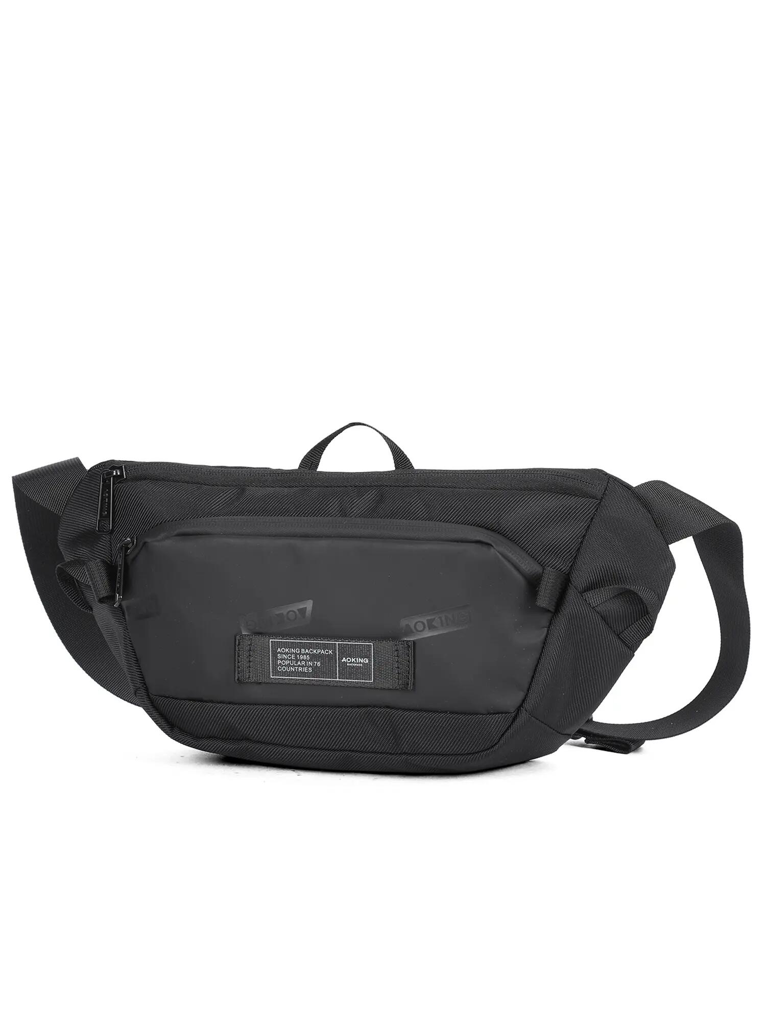 Černý Aoking Ledvinka Unisex se Zipem - Nastavitelný Popruh 35x17 cm 2/6