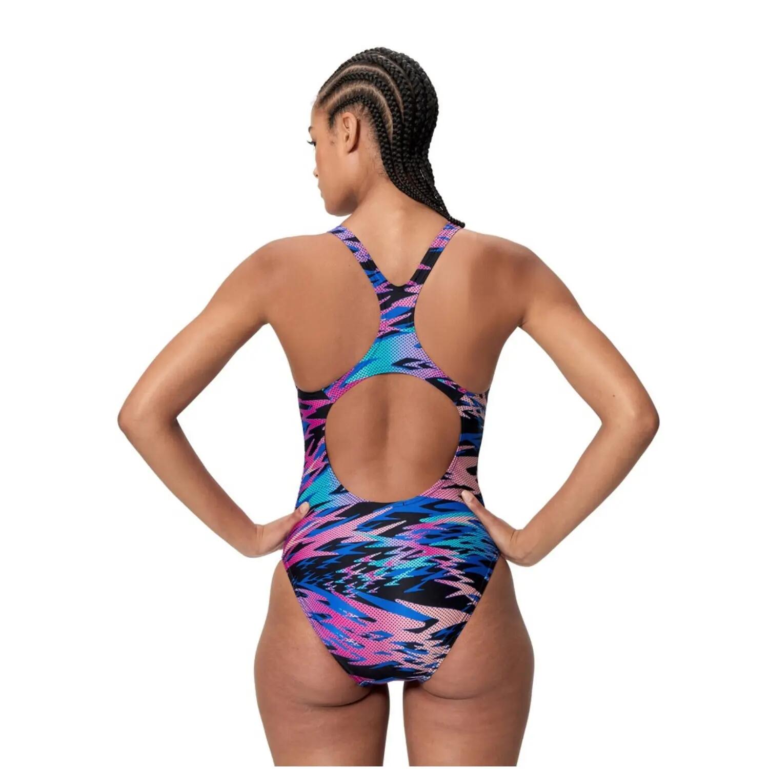 Speedo Dames Badpak Hyperboom Print Medalist Zwart/Roze 3/7