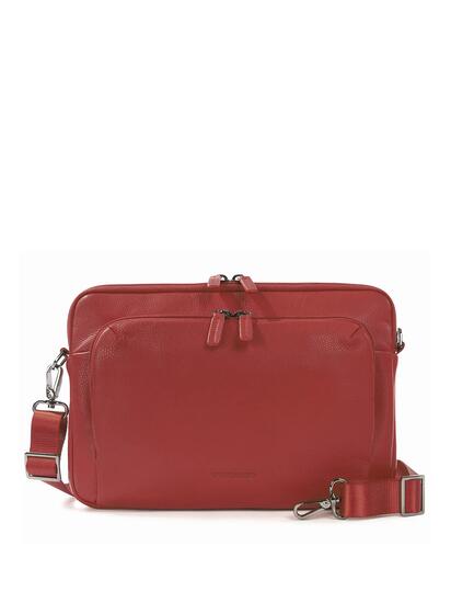 Sac à bandoulière unisexe cuir véritable avec fermeture éclair - Gris