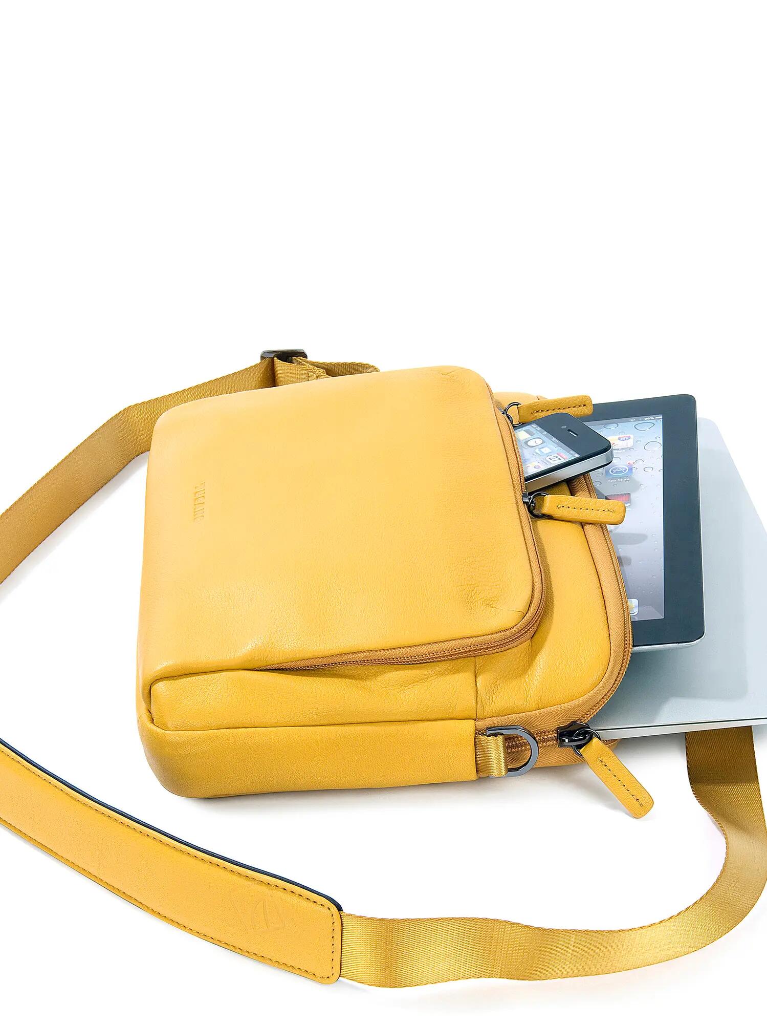 Borsa a tracolla unisex vera pelle con zip - Grigio 7/7