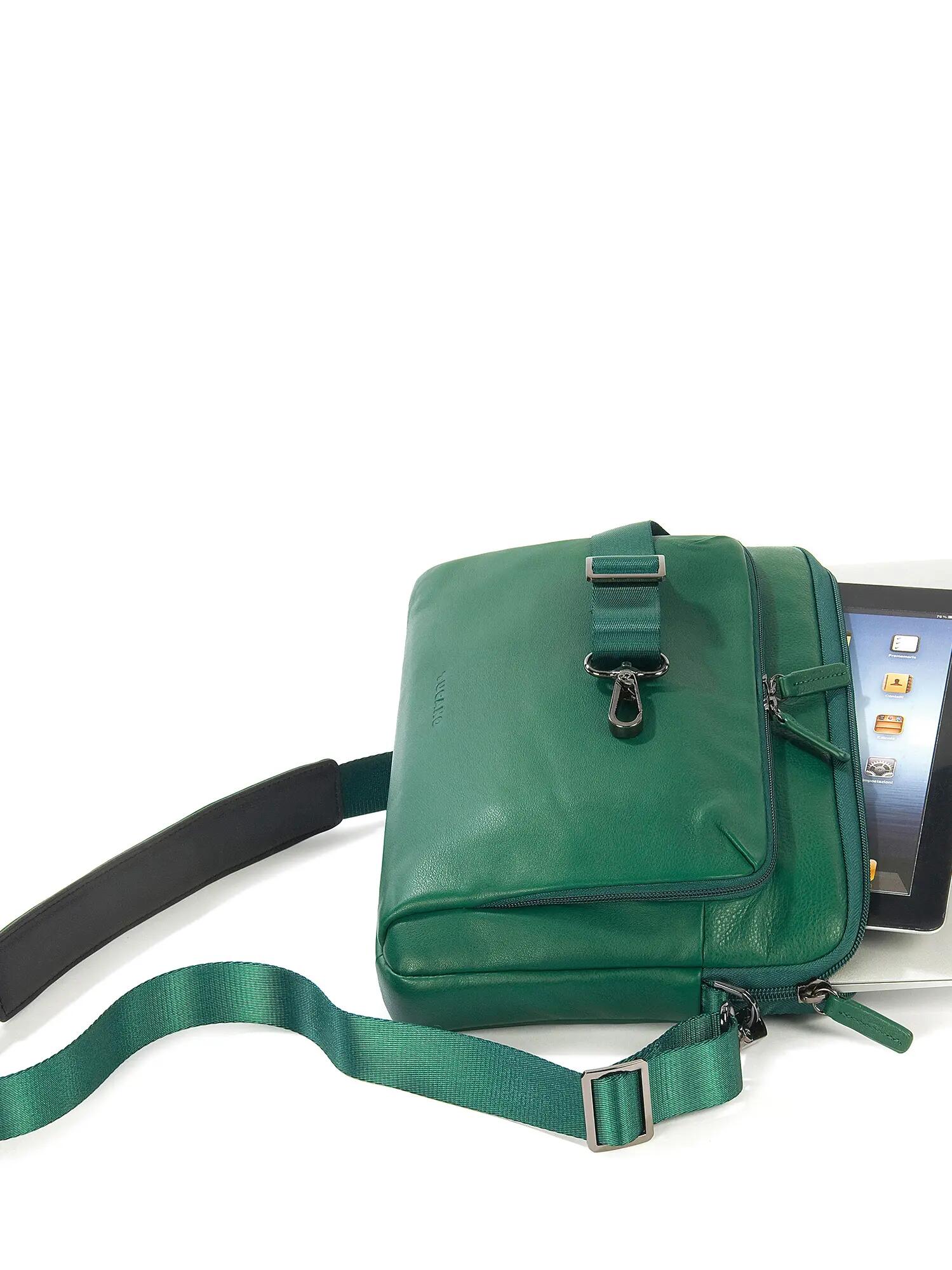 Unisex schoudertas echt leer met rits - Grijs 7/7