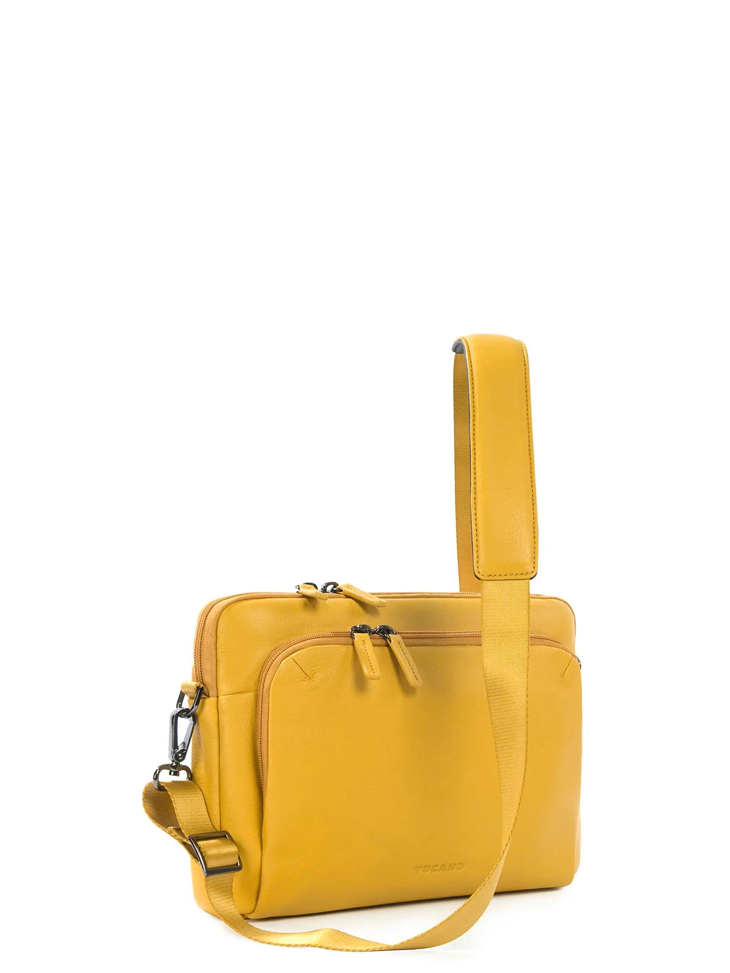Borsa a tracolla unisex vera pelle con zip - Grigio 6/7