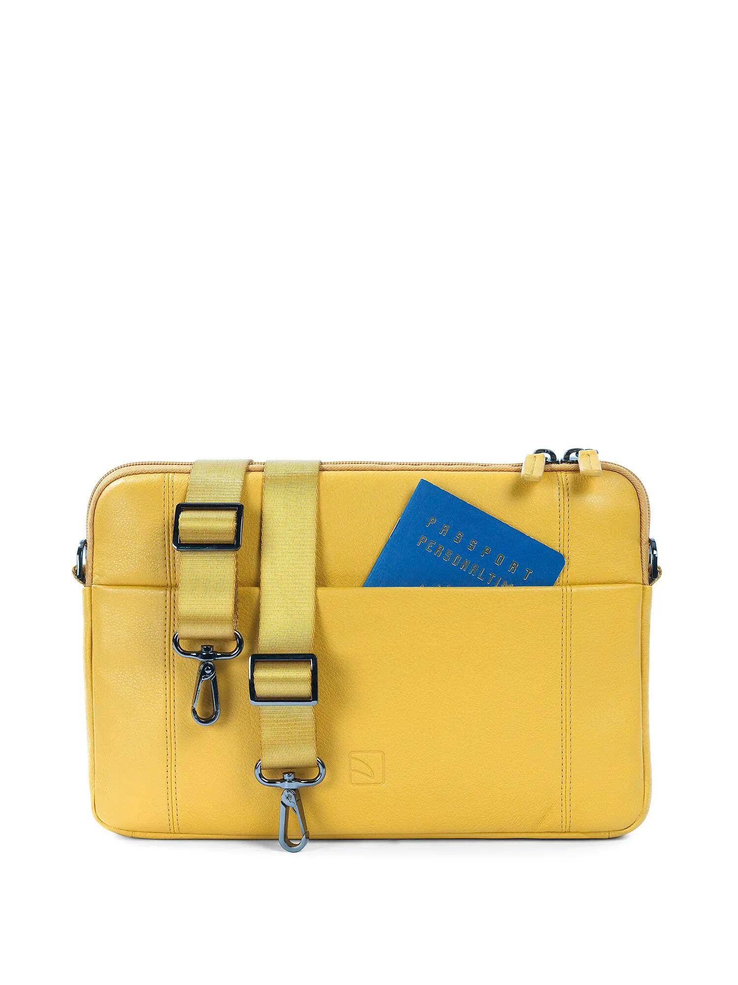 Borsa a tracolla unisex vera pelle con zip - Grigio 3/7