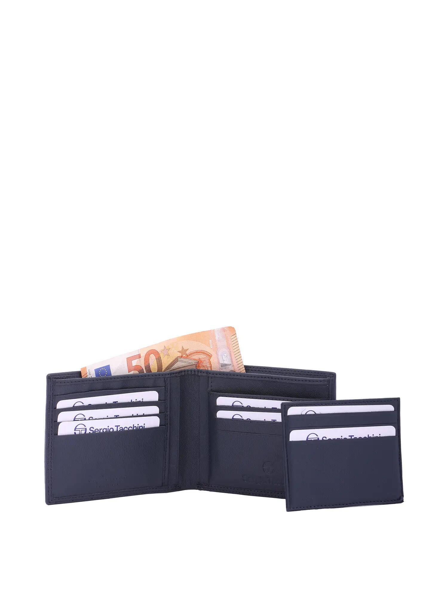 Portefeuille homme Sergio Tacchini cuir véritable noir bleu 6/6