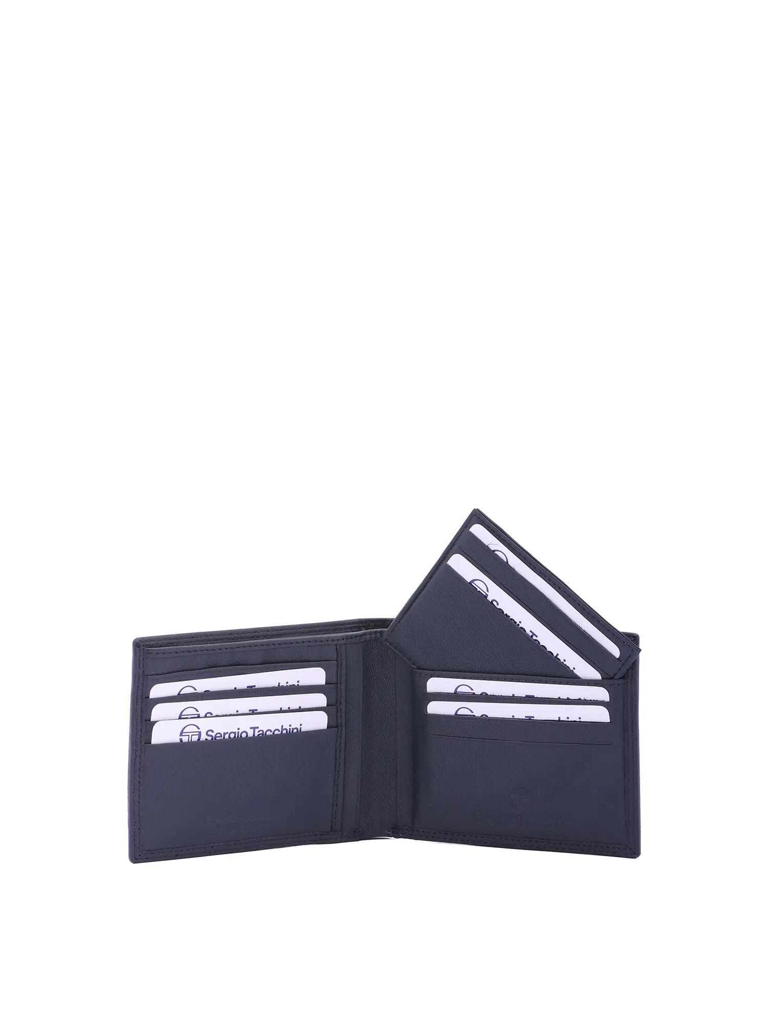 Portefeuille homme Sergio Tacchini cuir véritable noir bleu 5/6