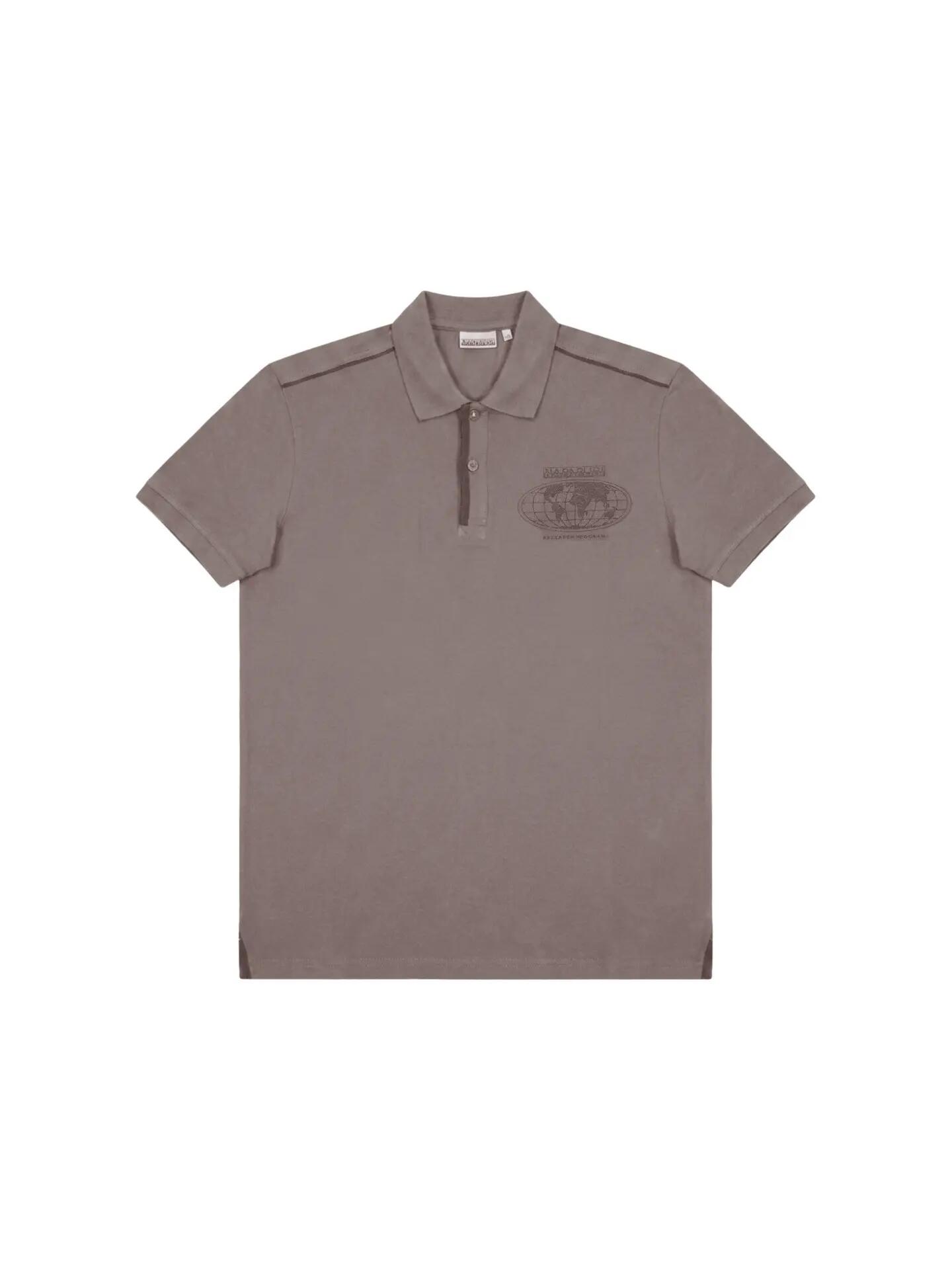 Polo hombre Napapijri algodón 100% gris topo casual 6/6