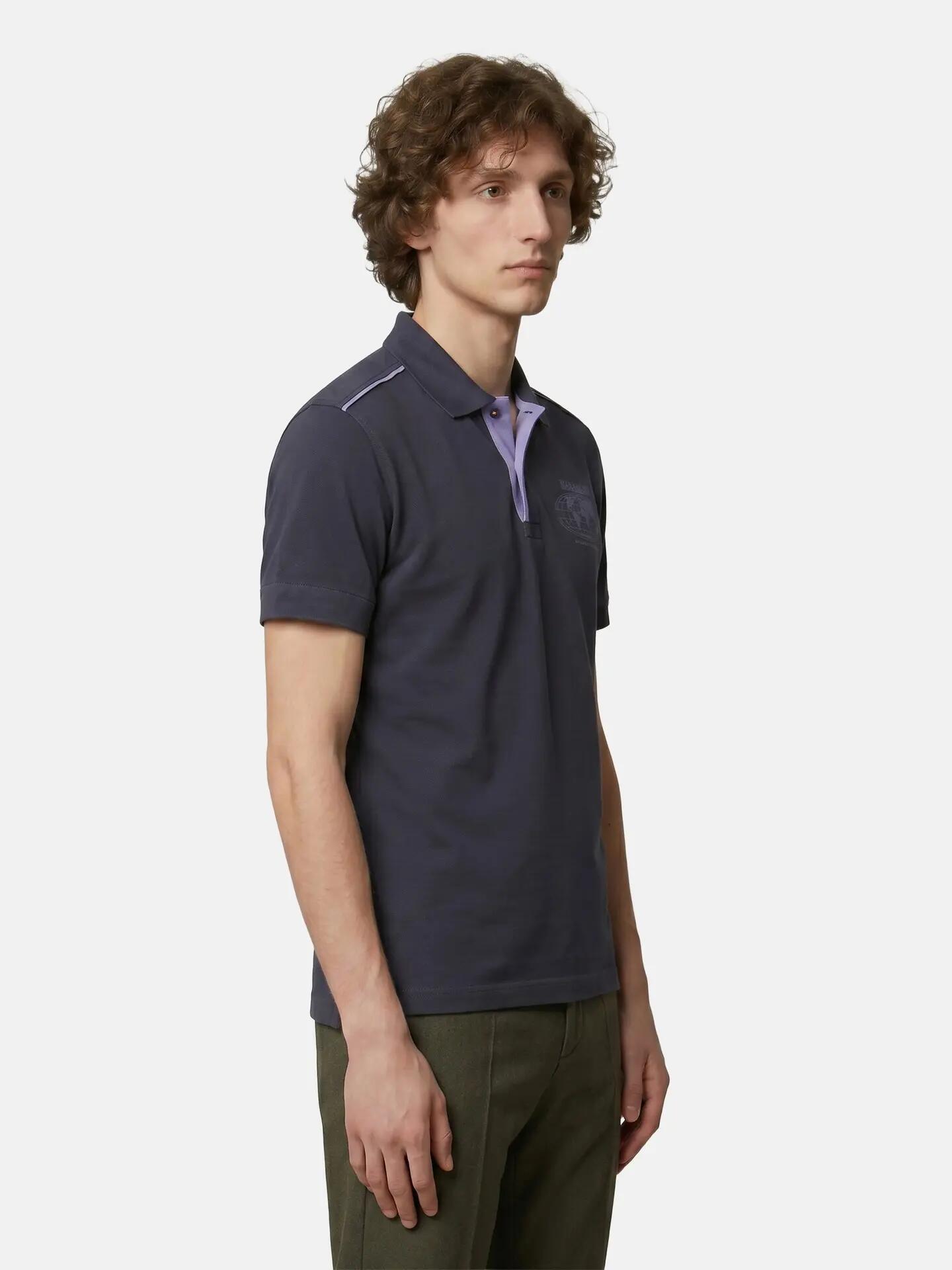 Napapijri Heren Polo Donkerblauw 100% Katoen - Geribbelde Kraag met Knopen 3/6
