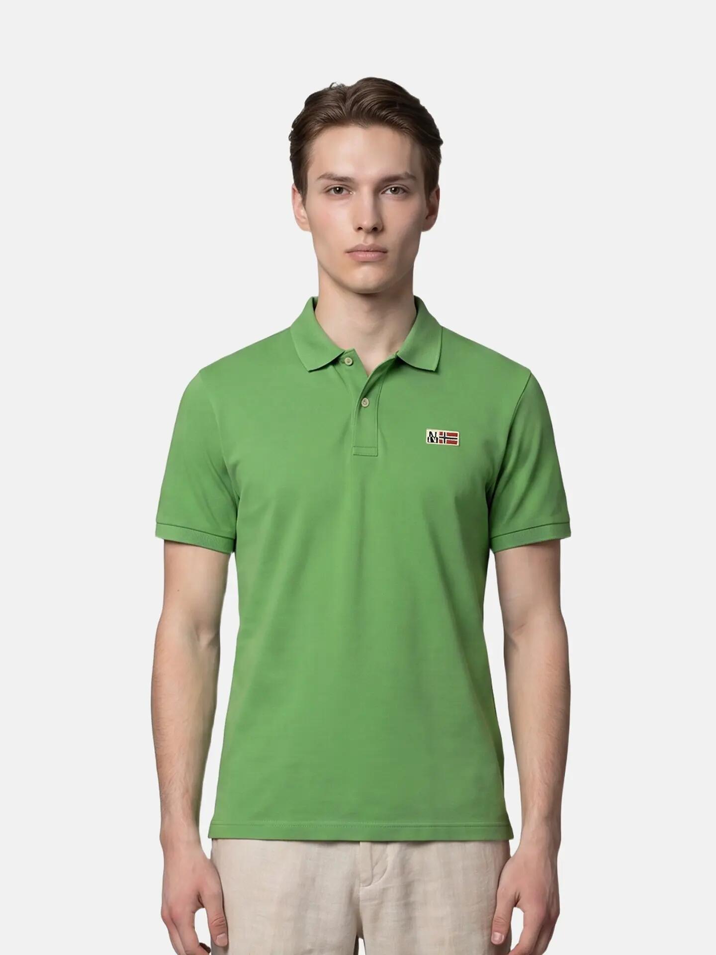 Napapijri heren polo groen 100% katoen met knopen 2/6