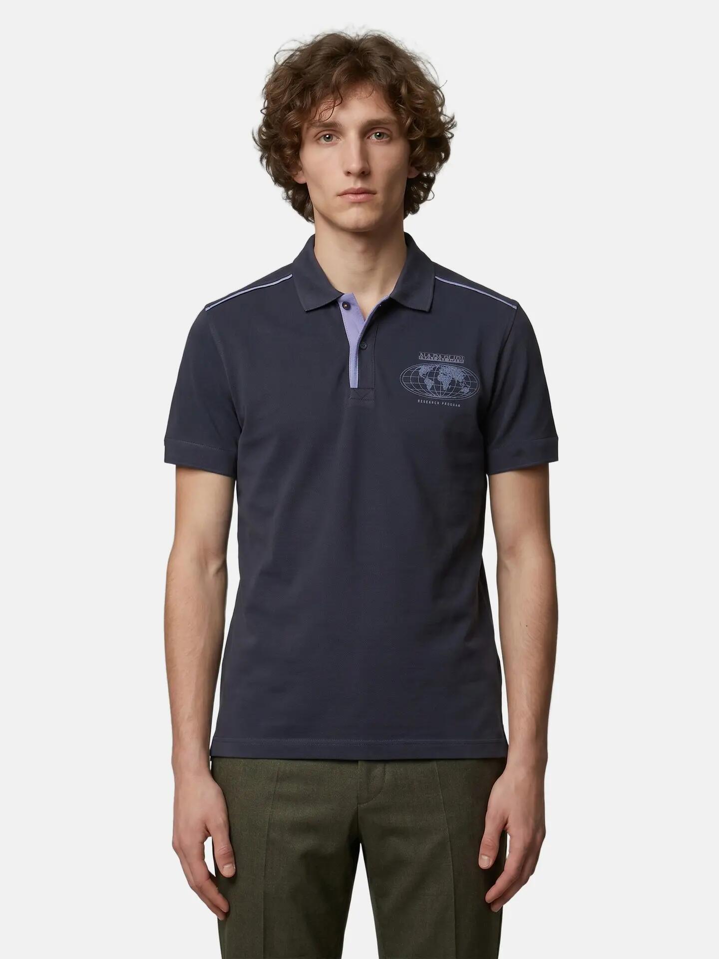Napapijri Heren Polo Donkerblauw 100% Katoen - Geribbelde Kraag met Knopen 2/6